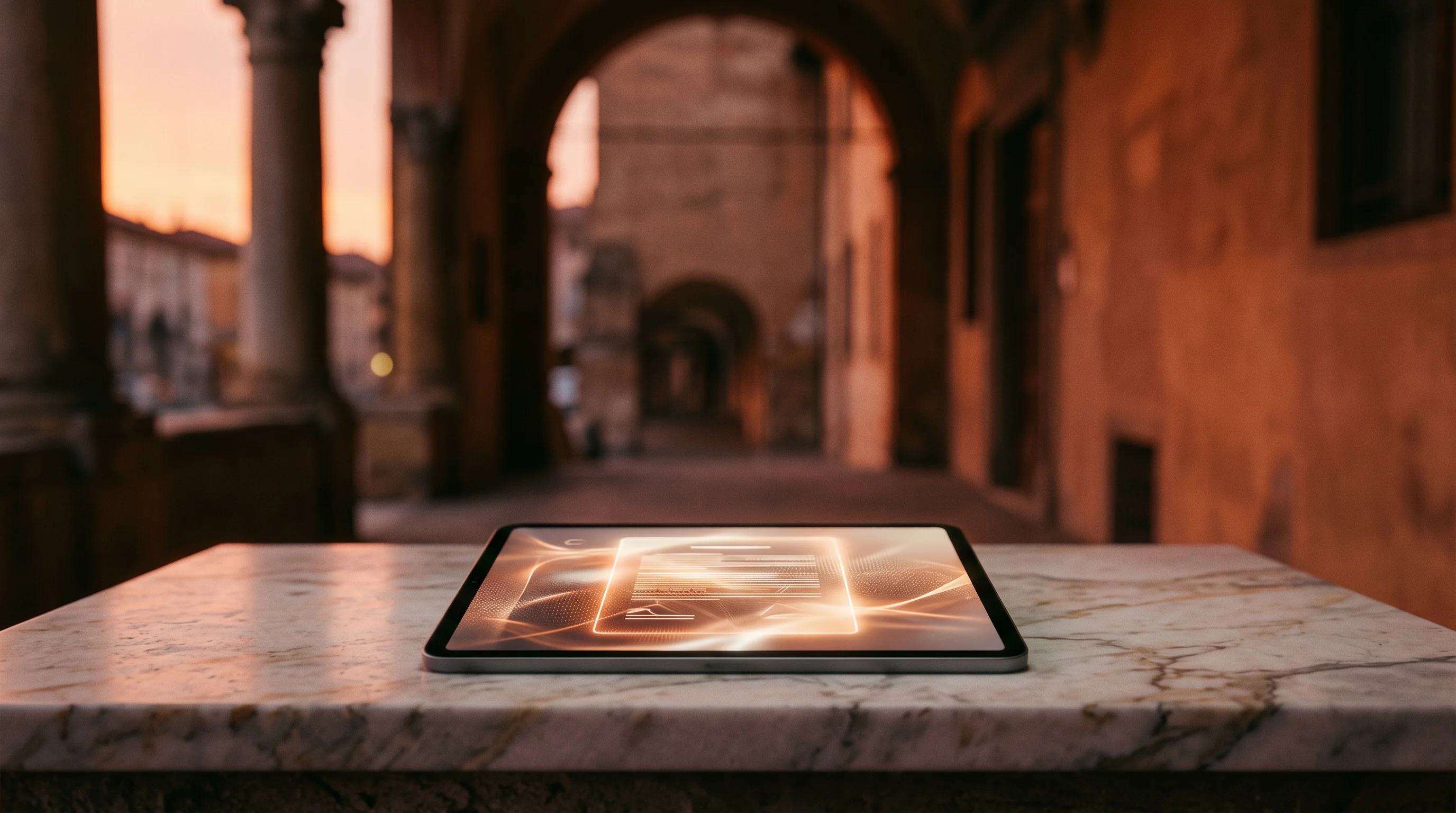 Digital illustration for article section "Content Section 3" in "Cato raises €6M to automate public procurement bids" - A minimalist and conceptual still life representing the digitalization of Italy's public procurement...