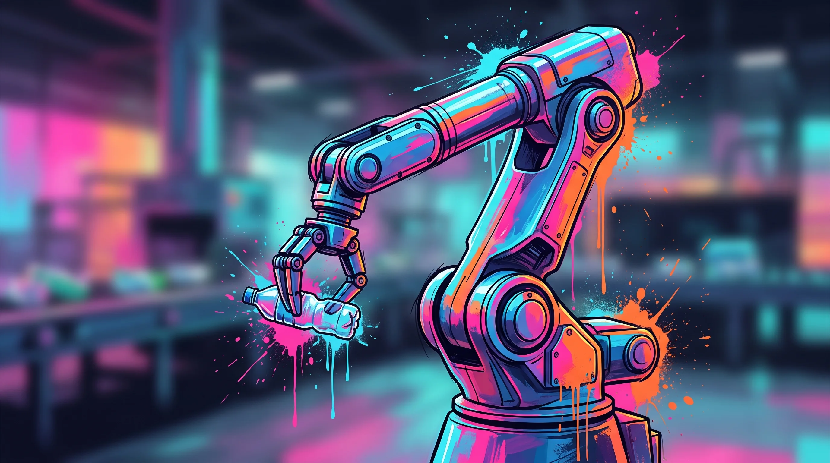 Digital illustration for article section "Content Section 4" in "Jaipur Robotics raises $5M to automate waste-to-energy plants" - A sleek, modern robotic sorting arm in a materials-recovery facility delicately picking up a clean r...
