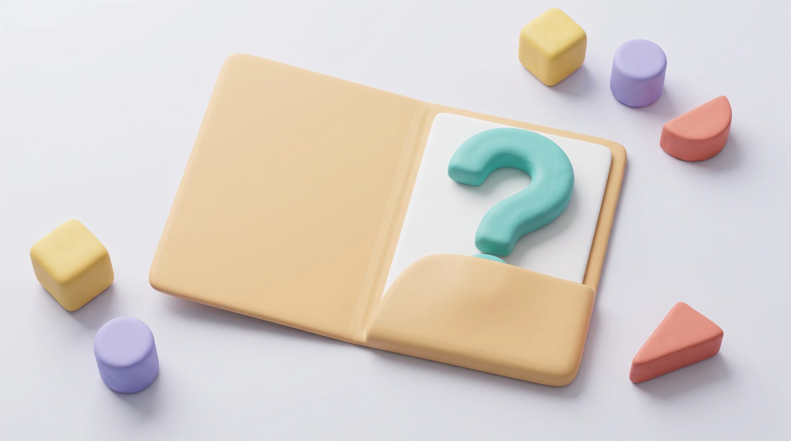 Digital illustration for article section "Content Section 2" in "OpenVector launches AI that turns cameras into autonomous workers" - A conceptual, minimalist 3D illustration representing an open question and missing information, feat...