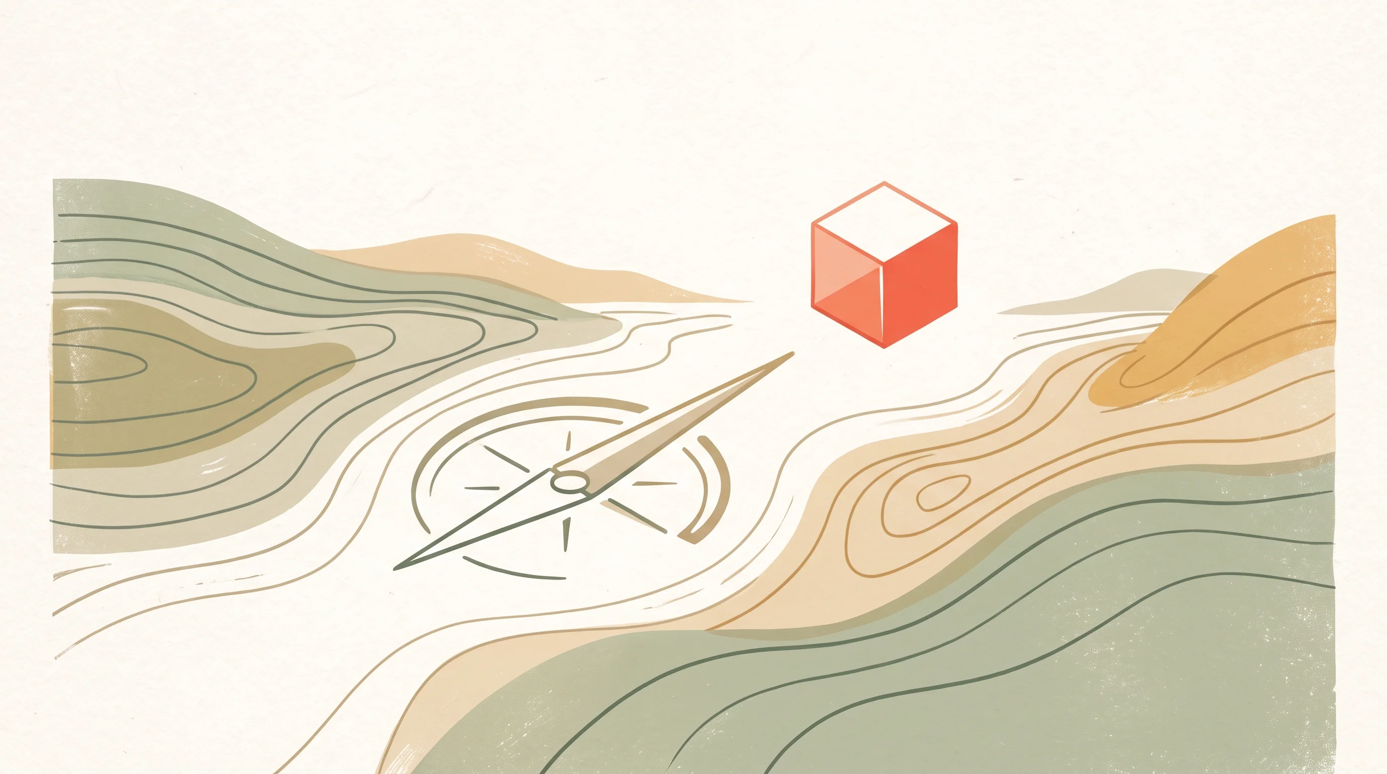 Digital illustration for article section "Software marketing enters uncharted territory" in "Lightsage raises $4M to build infrastructure for AI agents" - A conceptual and minimalist illustration representing the uncharted territory of software marketing,...