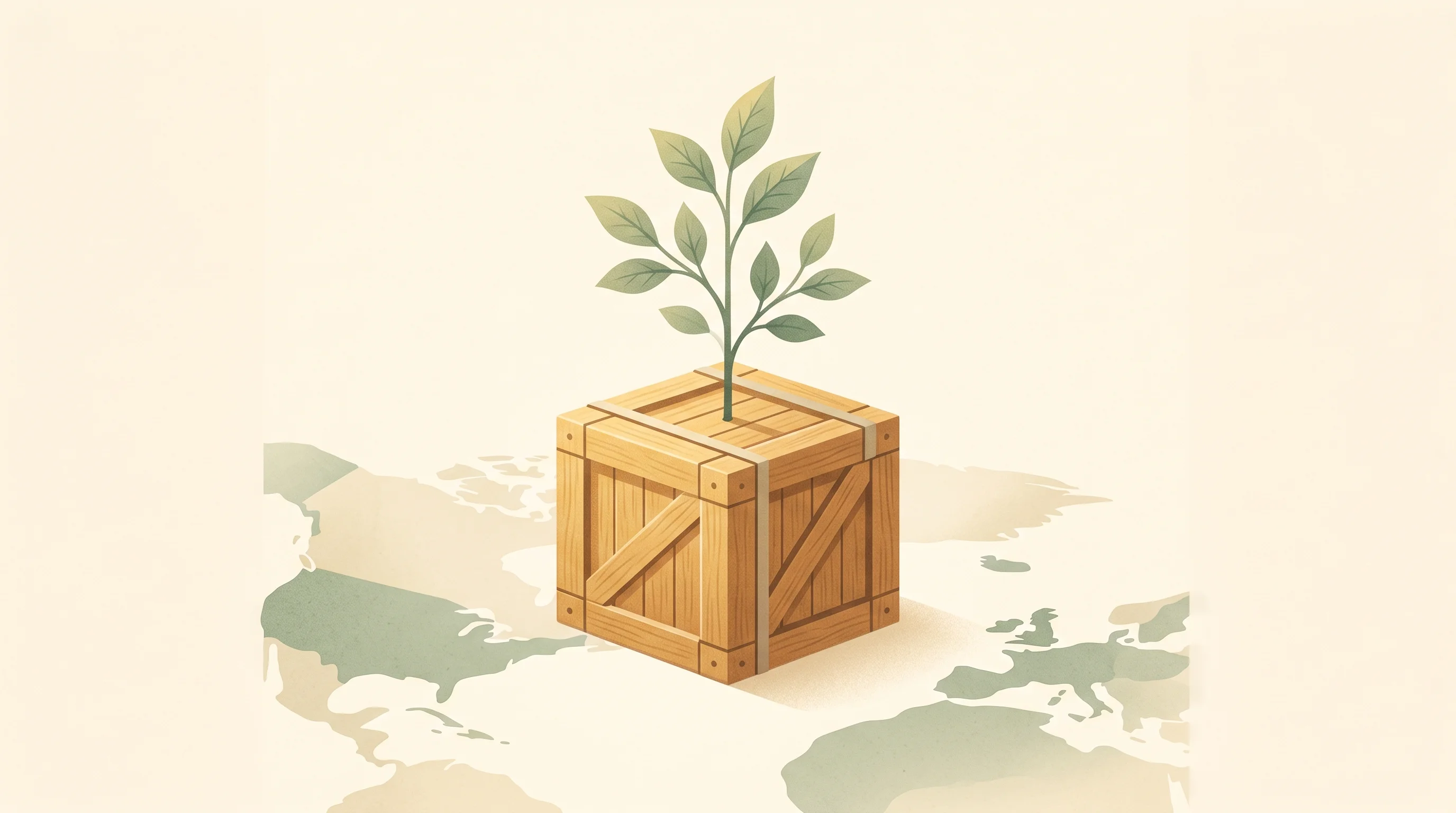 Digital illustration for article section "U.S. expansion fueled by export credit facility" in "Calocurb raises $27M to scale plant-based GLP-1 alternative" - A minimalist and conceptual illustration representing international business expansion and export fu...