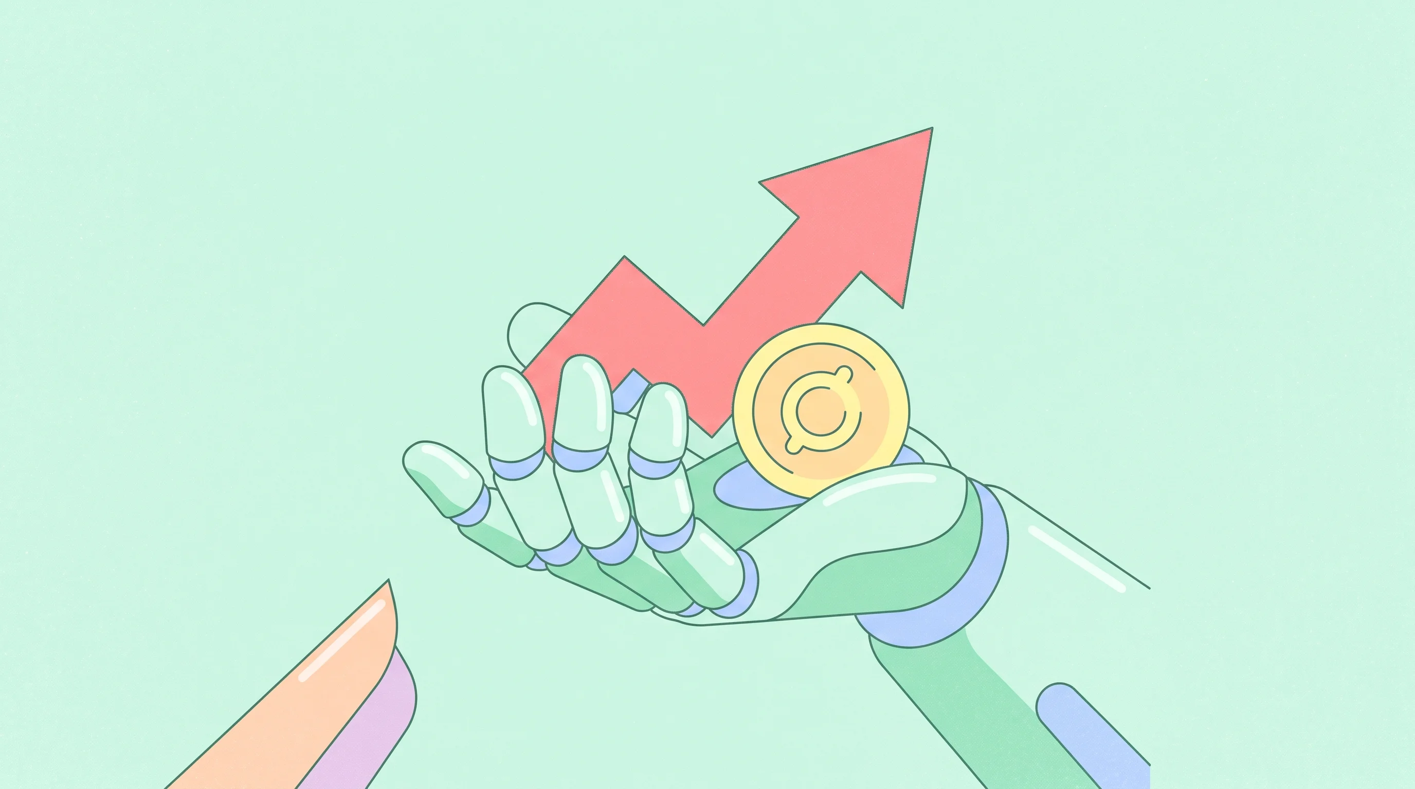 Digital illustration for article section "Content Section 3" in "PHYMI raises $100M seed to build Physical Agents for robotics" - A conceptual and minimalist illustration representing venture capital investment in robotics and AI,...