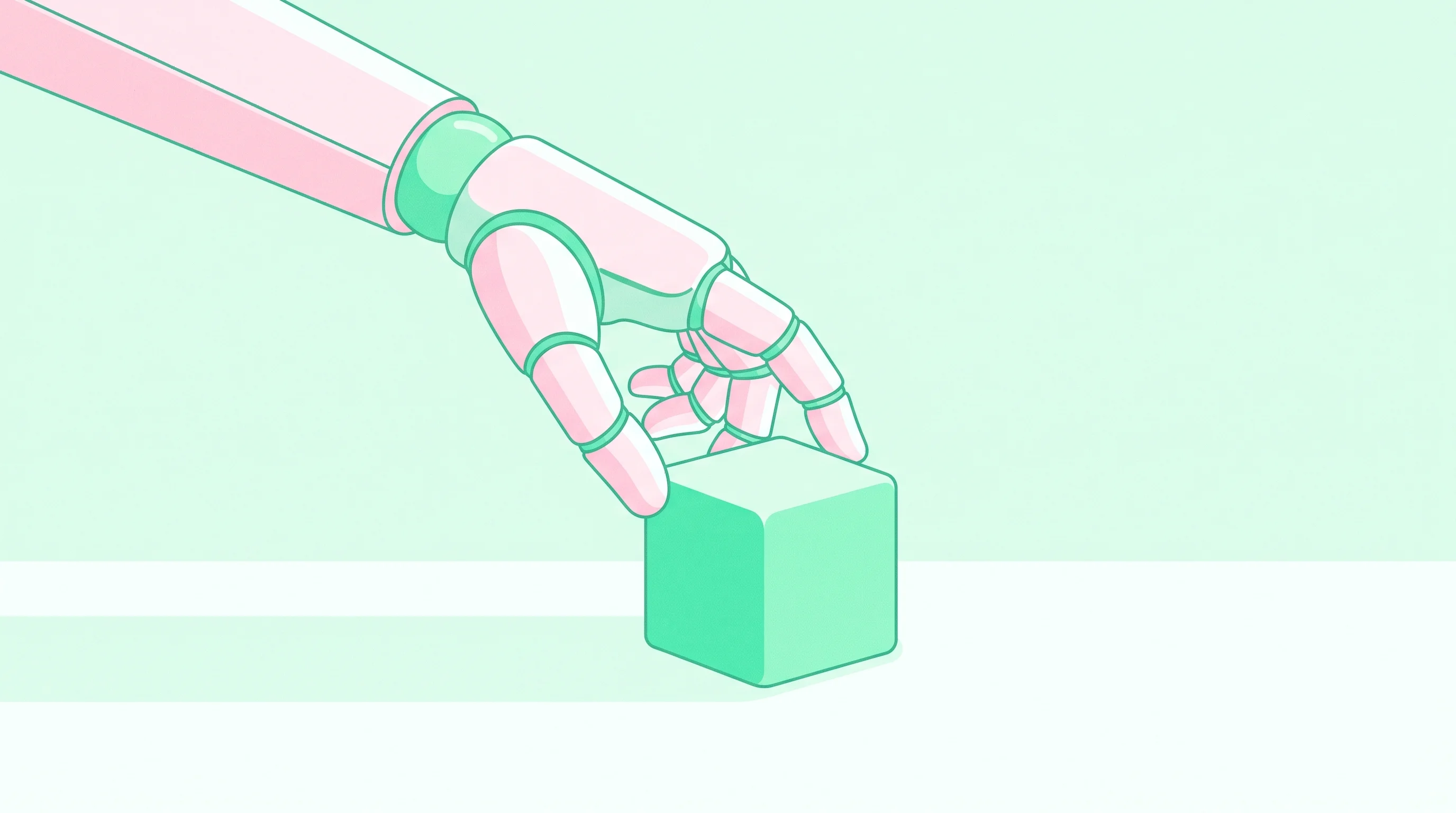 Digital illustration for article section "Content Section 4" in "PHYMI raises $100M seed to build Physical Agents for robotics" - A minimalist, stylized flat vector illustration representing the concept of embodied AI, featuring a...