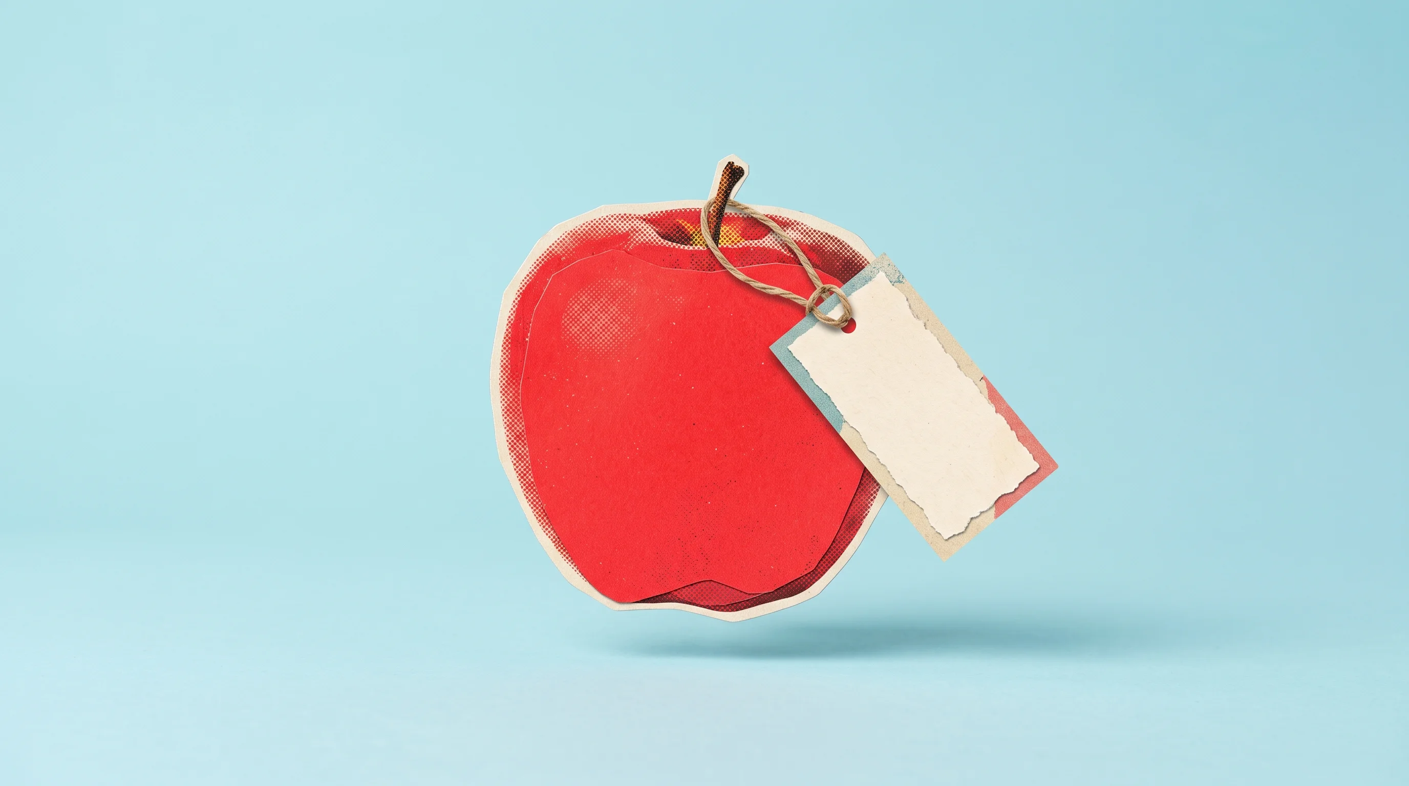 Digital illustration for article section "Content Section 3" in "Ed.ai expands AI math grading tool across US schools" - A clean, minimal composition featuring a single, oversized, vibrant red apple resting on a smooth, u...
