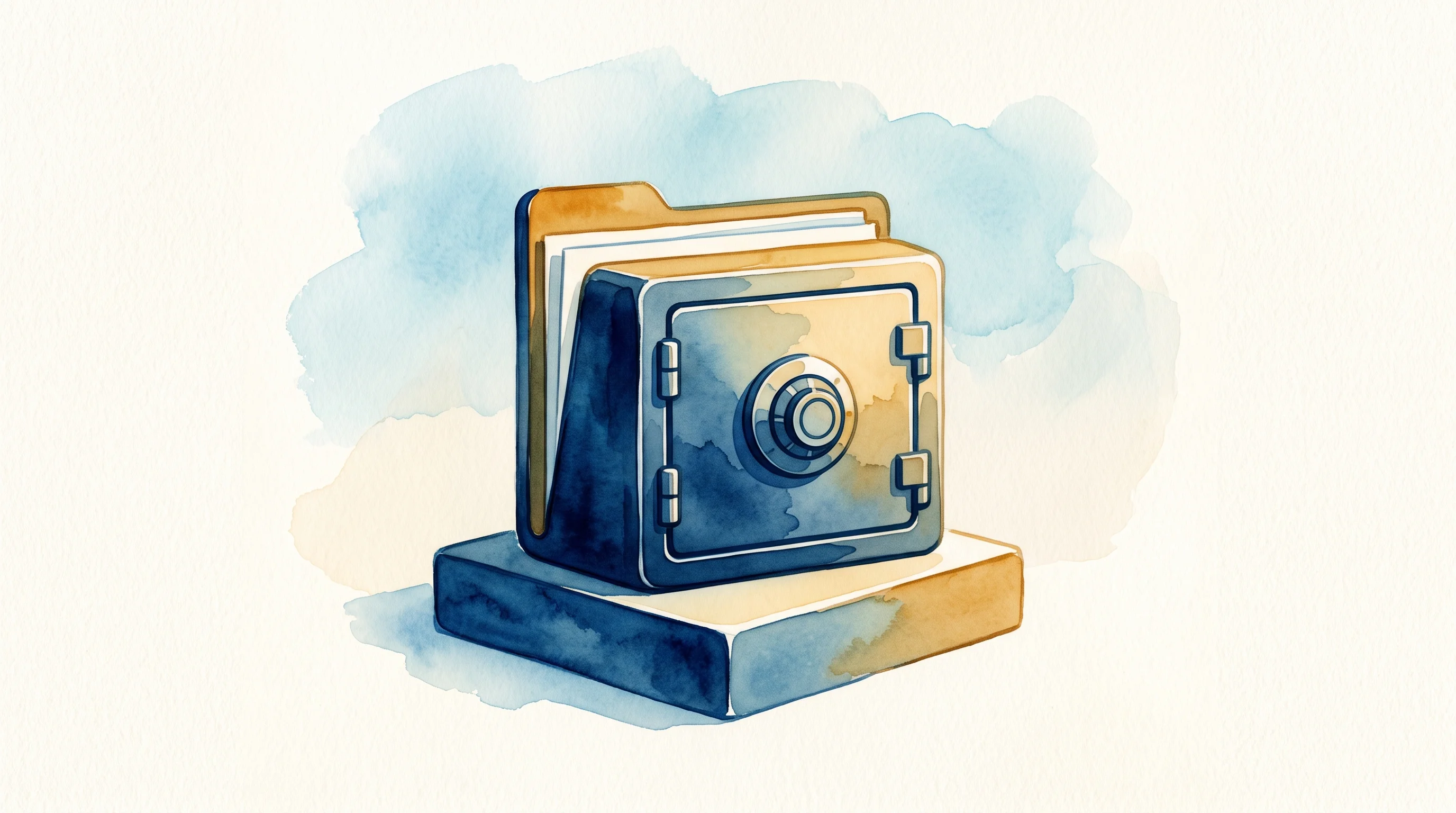 Digital illustration for article section "The Data Custody Pitch" in "Grubel raises $3.5M to automate AI model specialization" - A conceptual, minimal illustration representing data custody and local deployment, featuring a singl...