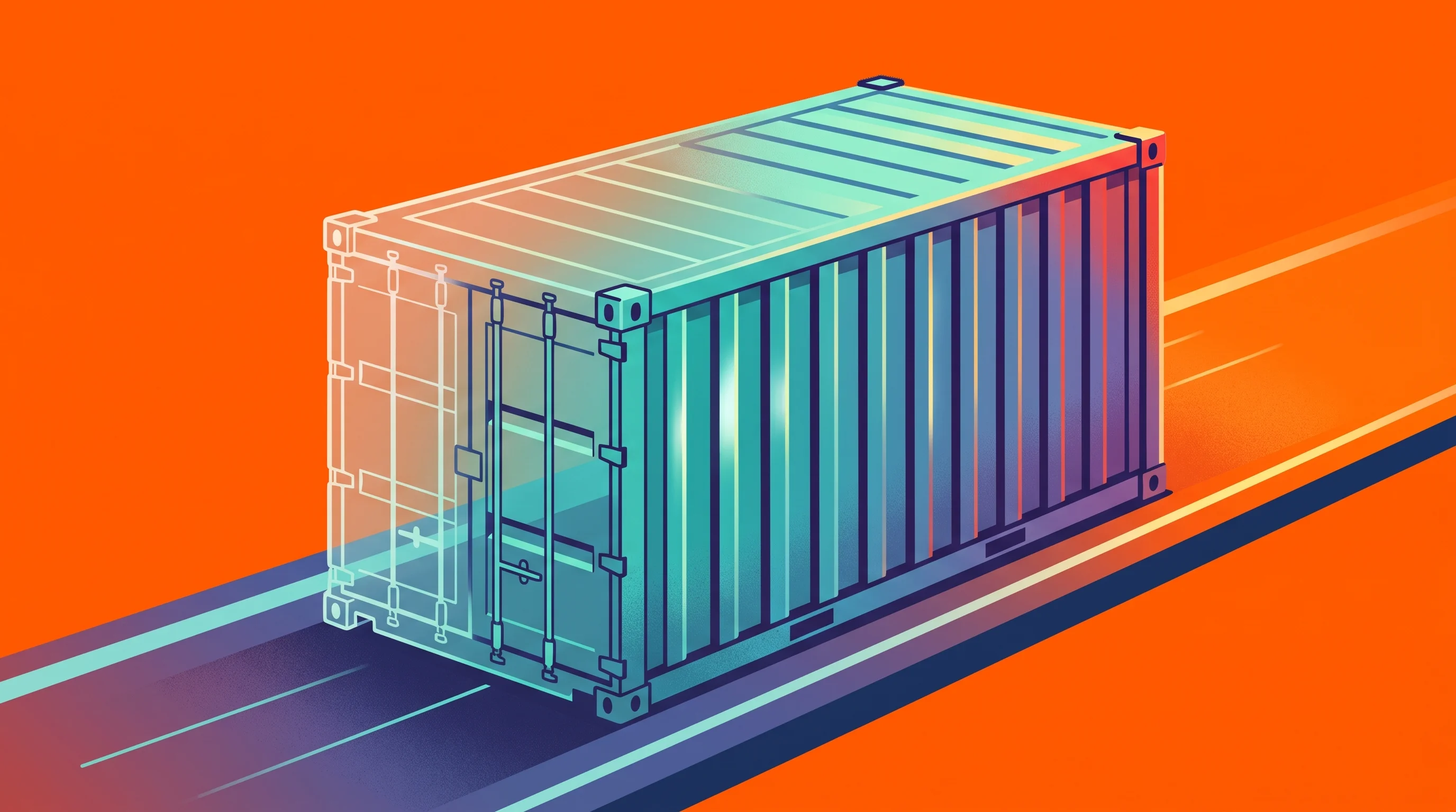 Digital illustration for article section "Content Section 2" in "Overroute raises $5.5M to automate freight operations" - A dynamic, conceptual illustration representing enterprise freight transitioning from a theoretical ...