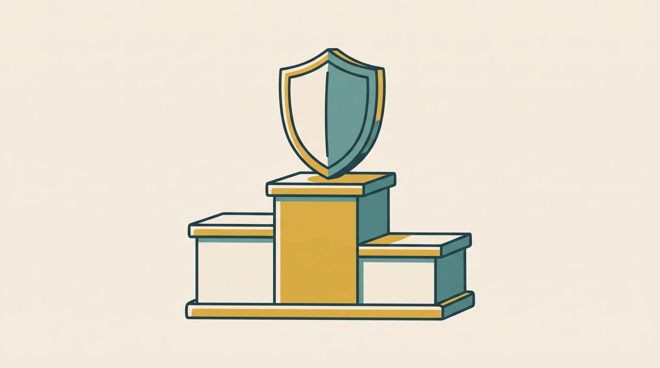 Digital illustration for article section "Content Section 3" in "Highstock raises $30M to liquidate excess brand inventory" - A minimalist and conceptual illustration of a sturdy, multi-tiered winner's pedestal topped with a s...