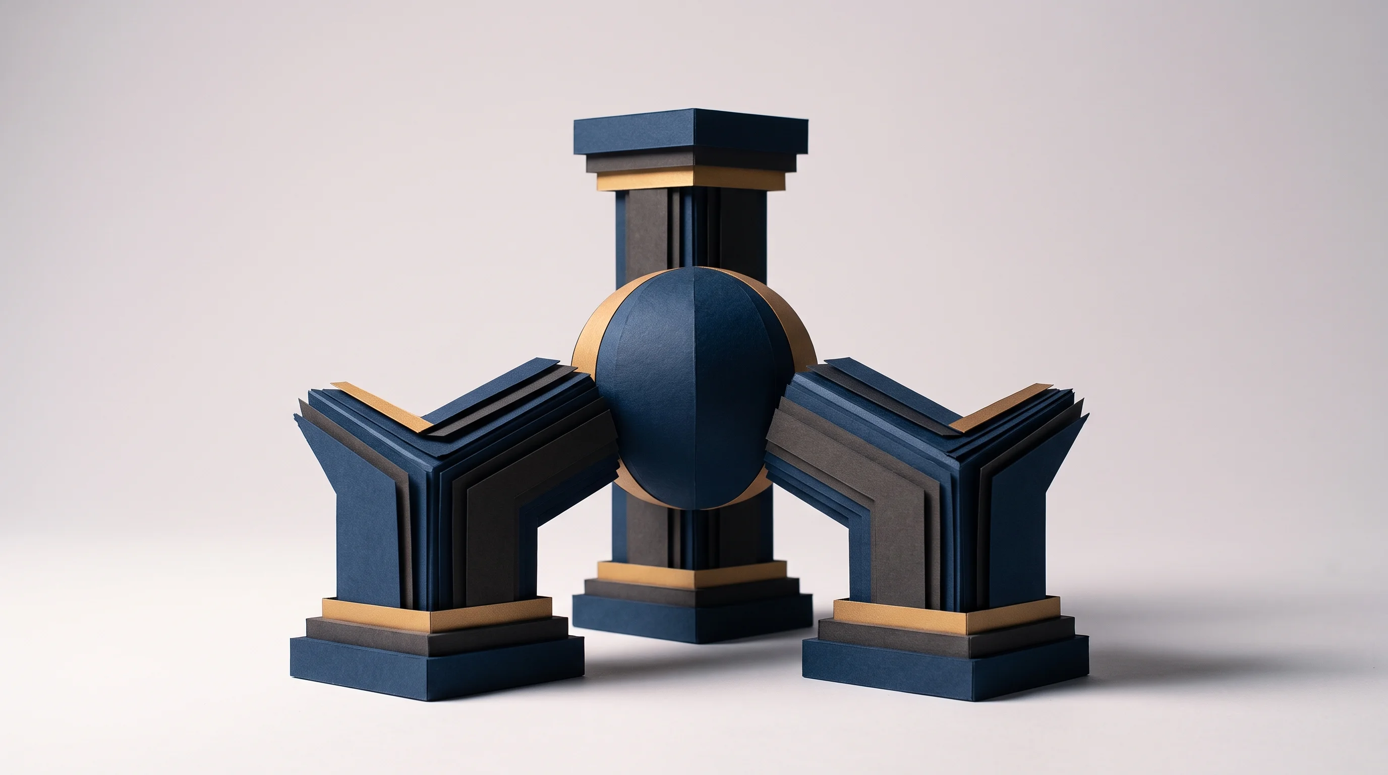 Digital illustration for article section "Content Section 2" in "UrgentIQ raises $15M to build AI-native urgent care platform" - A conceptual and professional 3D papercraft diorama representing the formation of a startup leadersh...