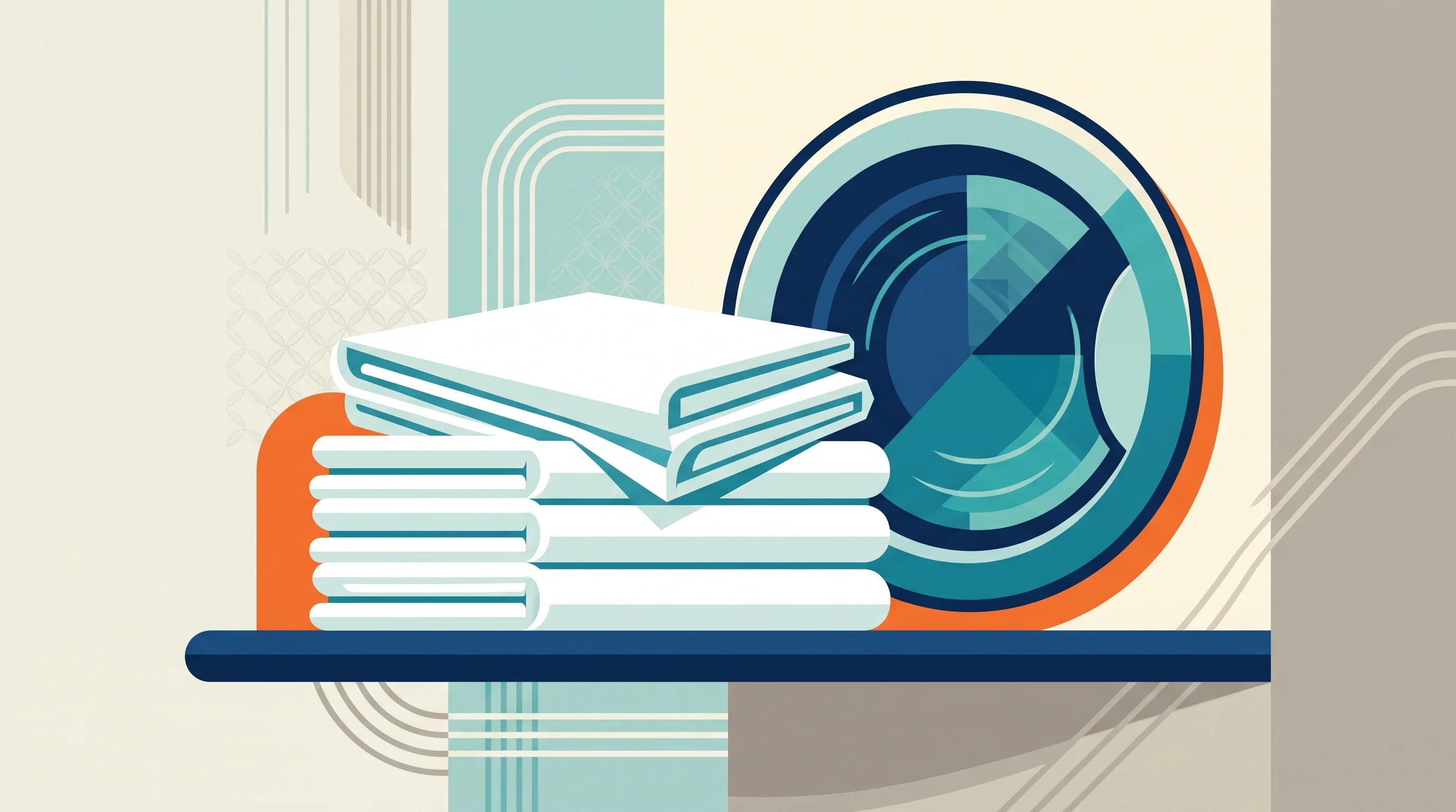 Digital illustration for article section "Content Section 2" in "OS3 launches $10K humanoid robot for business automation" - A clean, minimalist composition focusing on a perfectly folded, geometric stack of pristine white ho...