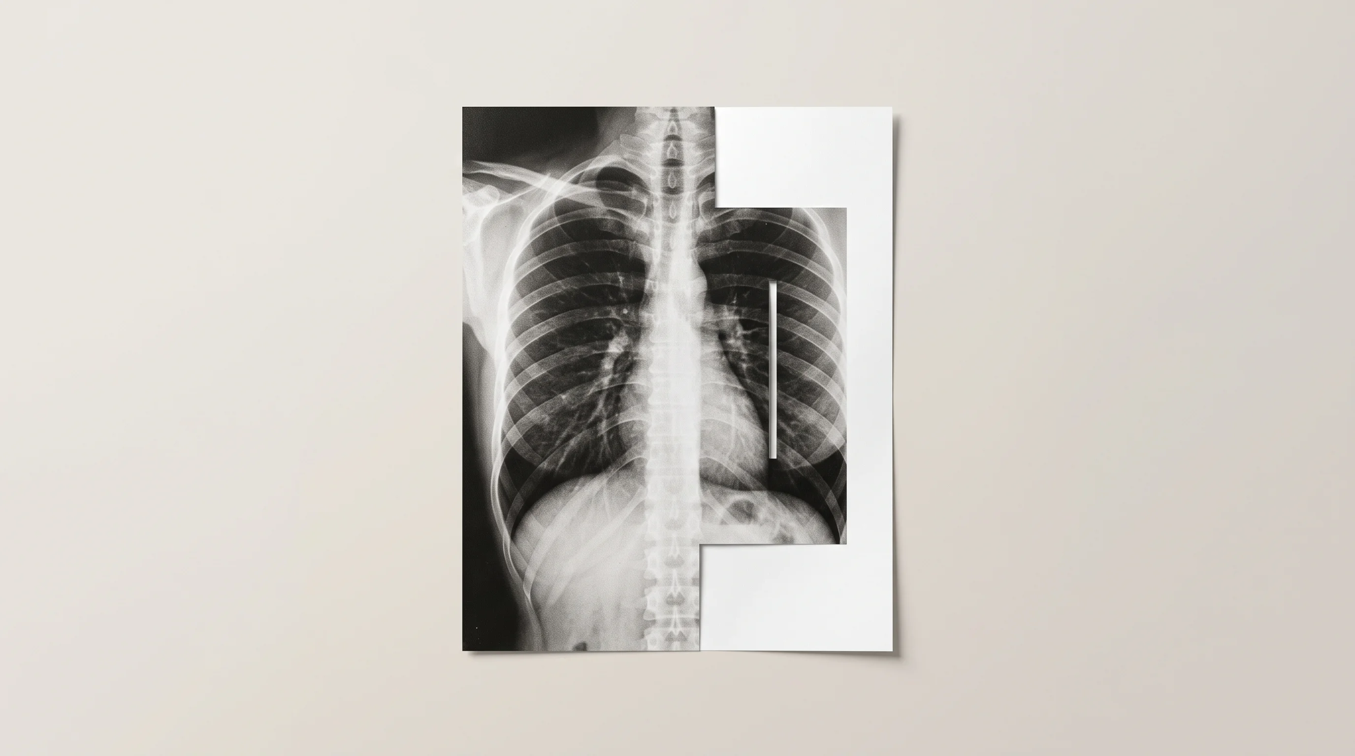 Digital illustration for article section "Content Section 4" in "Radley launches AI-native radiology practice at $4.6M ARR" - A minimalist and conceptual surreal digital collage representing operational efficiency in healthcar...