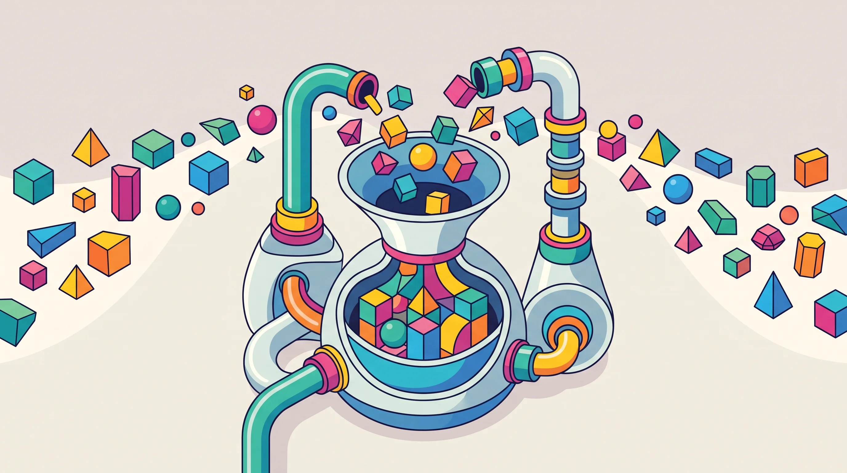 Digital illustration for article section "A Crowded Space" in "Glen launches shared memory layer for AI agents" - A conceptual, minimalist illustration representing a crowded but unified enterprise software ecosyst...