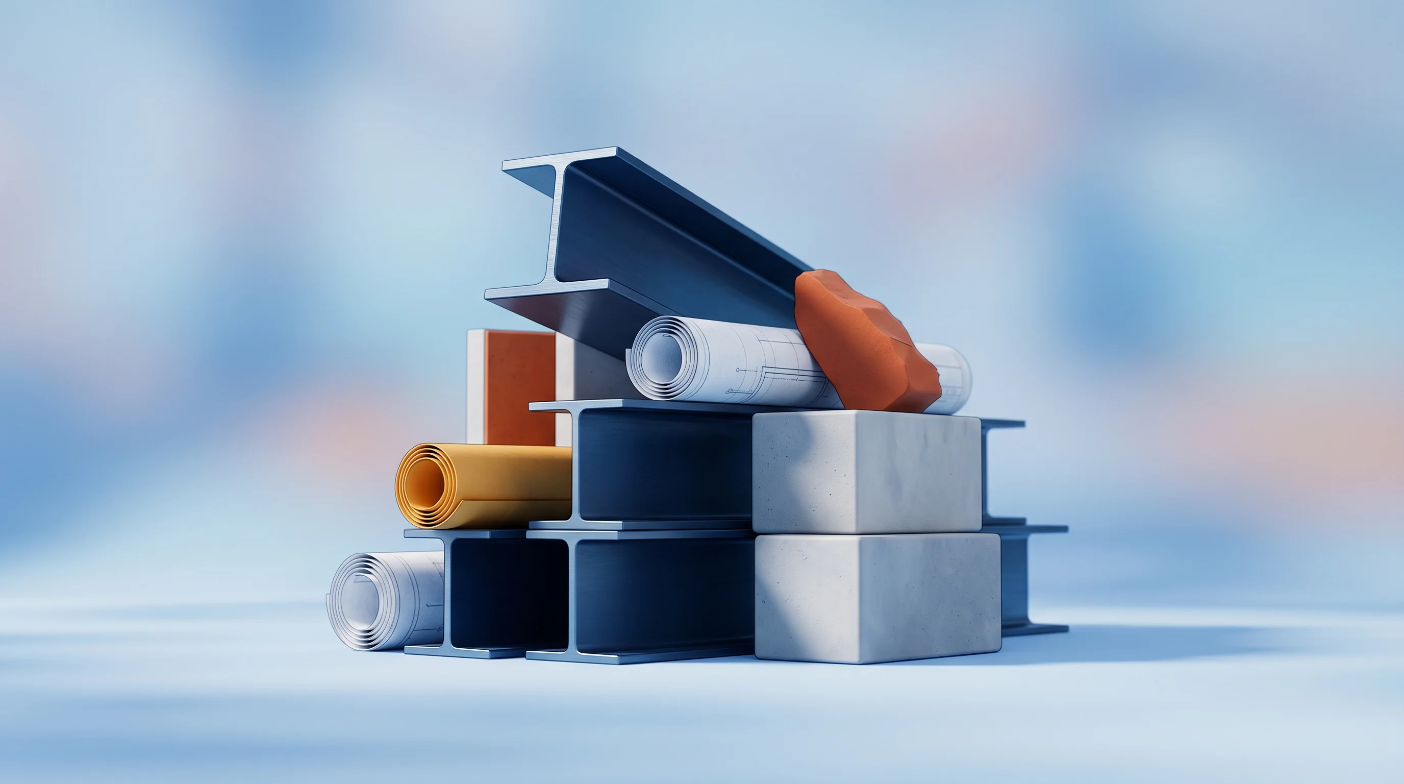 Digital illustration for article section "Content Section 3" in "Donkey launches AI trading platform for B2B procurement" - A clean, minimalist composition featuring a stylized arrangement of modern construction materials, s...