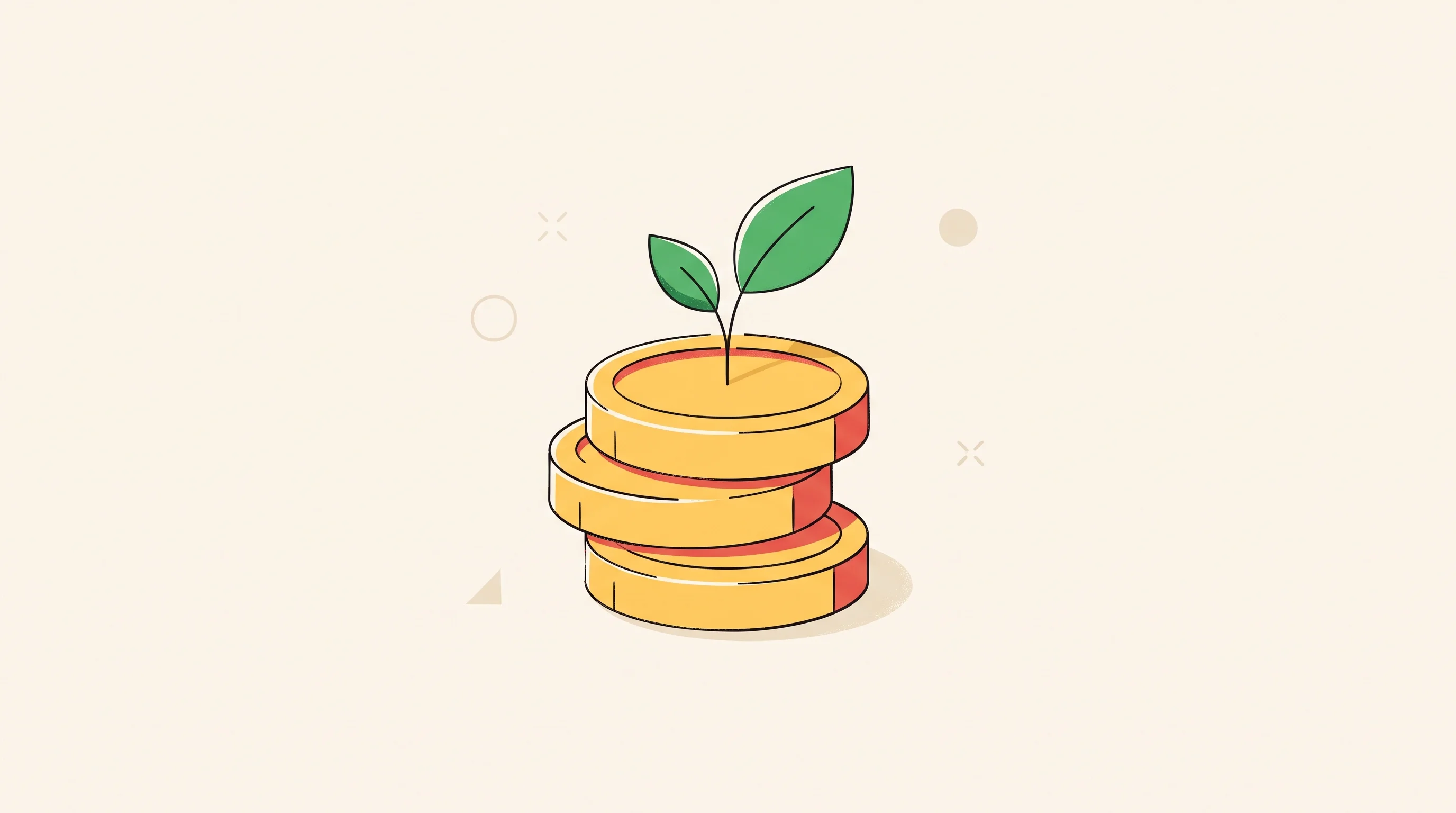 Digital illustration for article section "Content Section 4" in "RonanRx launches full-stack pharma platform for GLP-1s" - A conceptual, warm minimalist illustration representing early-stage financial growth and organic inv...