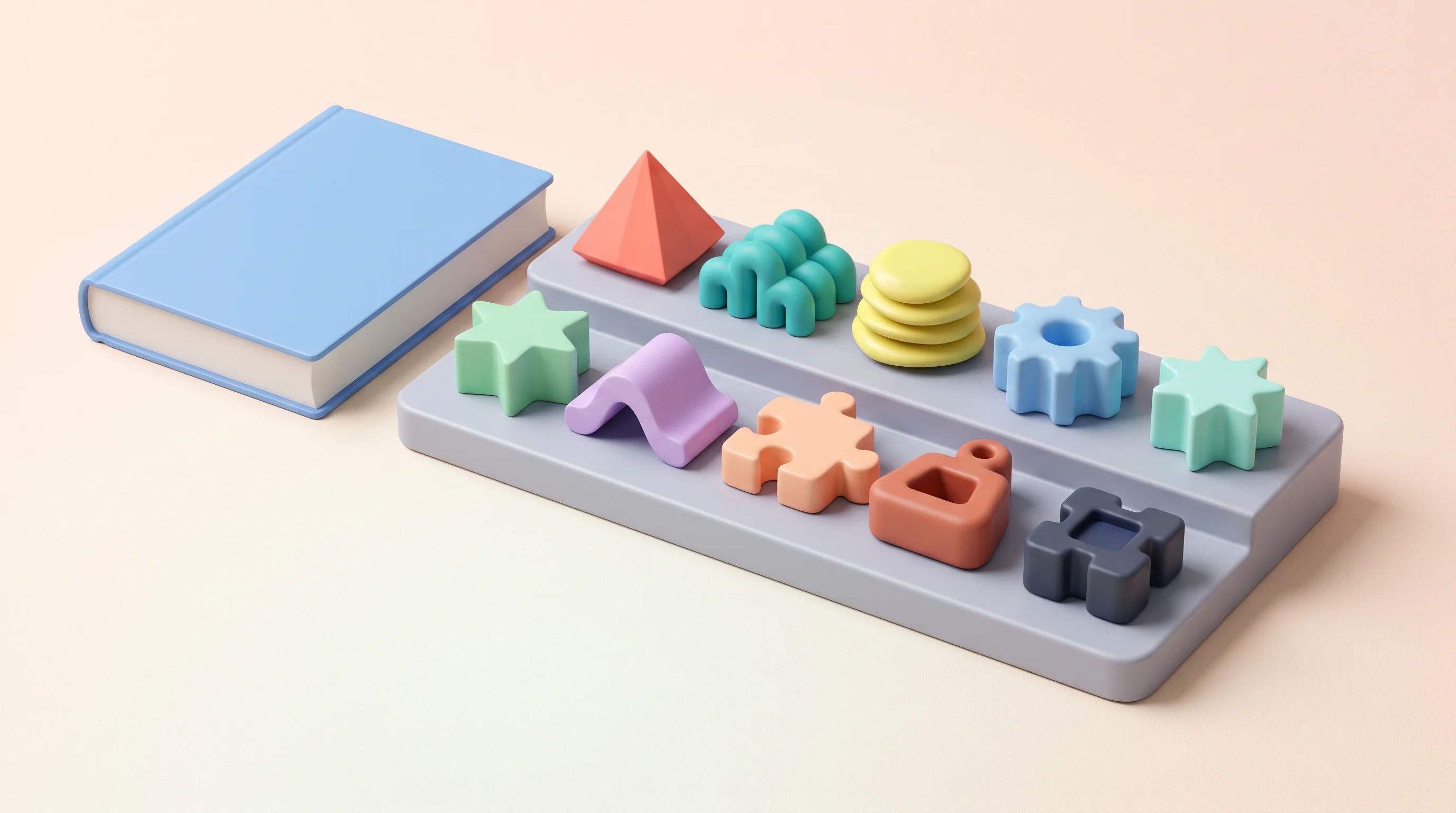 Digital illustration for article section "Content Section 5" in "CoArena launches live benchmark for computer-use AI agents" - A minimalist, conceptual 3D pop art toy style illustration representing an API's ten measurement fam...