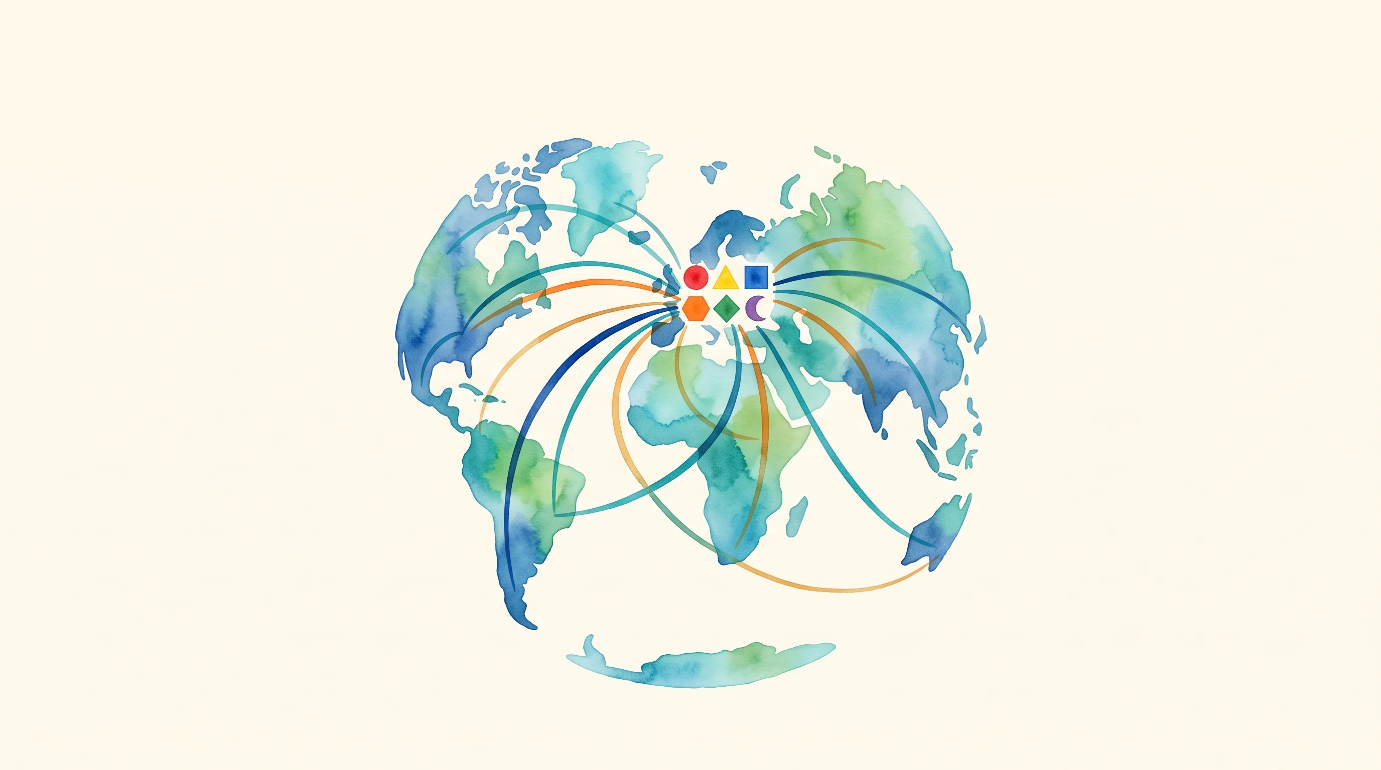 Digital illustration for article section "The Path Forward" in "DeepReach builds data network to solve physical AI bottleneck" - A minimalist, modern watercolor illustration of a simplified, abstract globe representing a vast, ex...