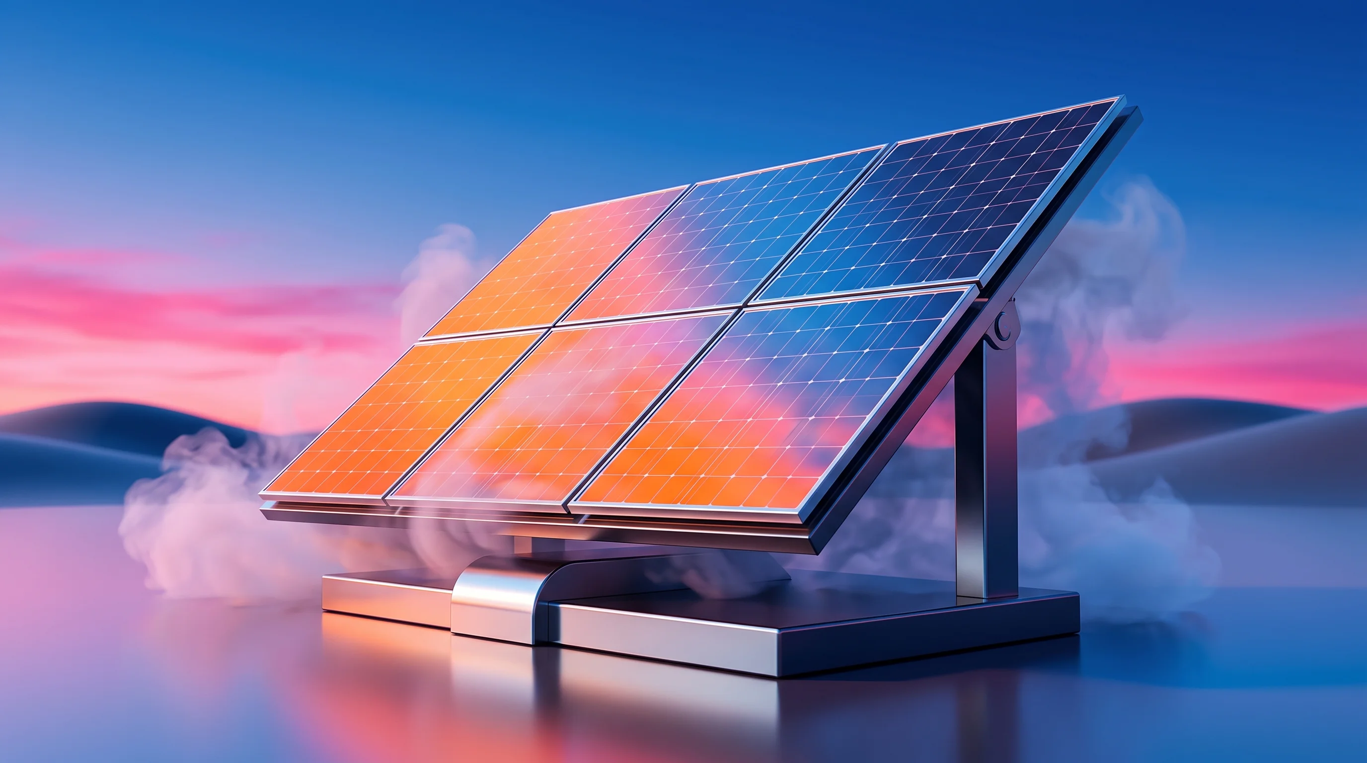 Digital illustration for article section "Content Section 3" in "Cosmic Robotics deploys robot doubling solar productivity" - A sleek, modern solar panel array stands as the central focal point, representing the successful dep...