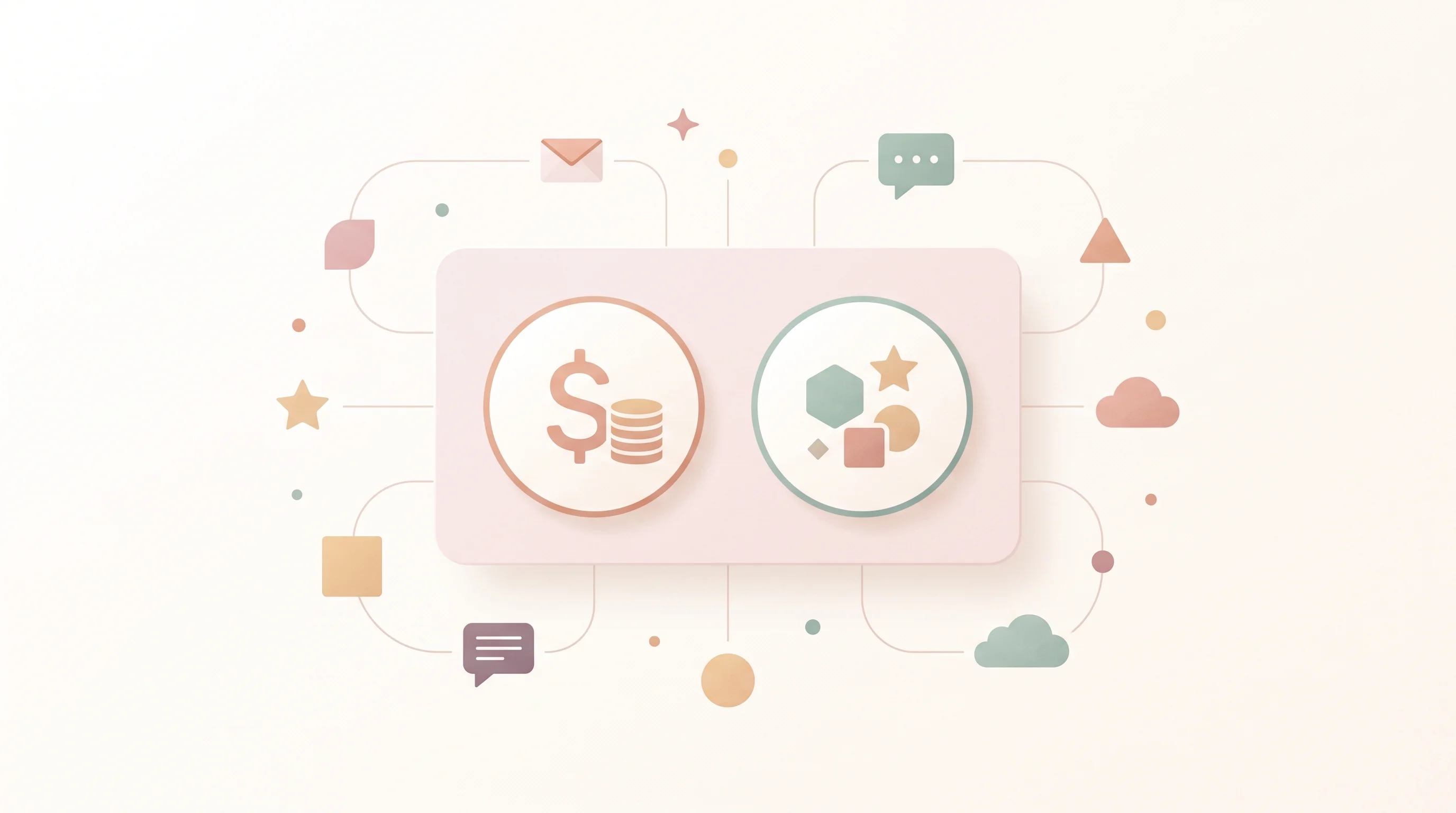 Digital illustration for article section "Content Section 2" in "Nex launches AI platform for high-volume GTM workflows" - A clean, minimalist composition featuring a beautifully stylized, flat-design pricing card in the ce...