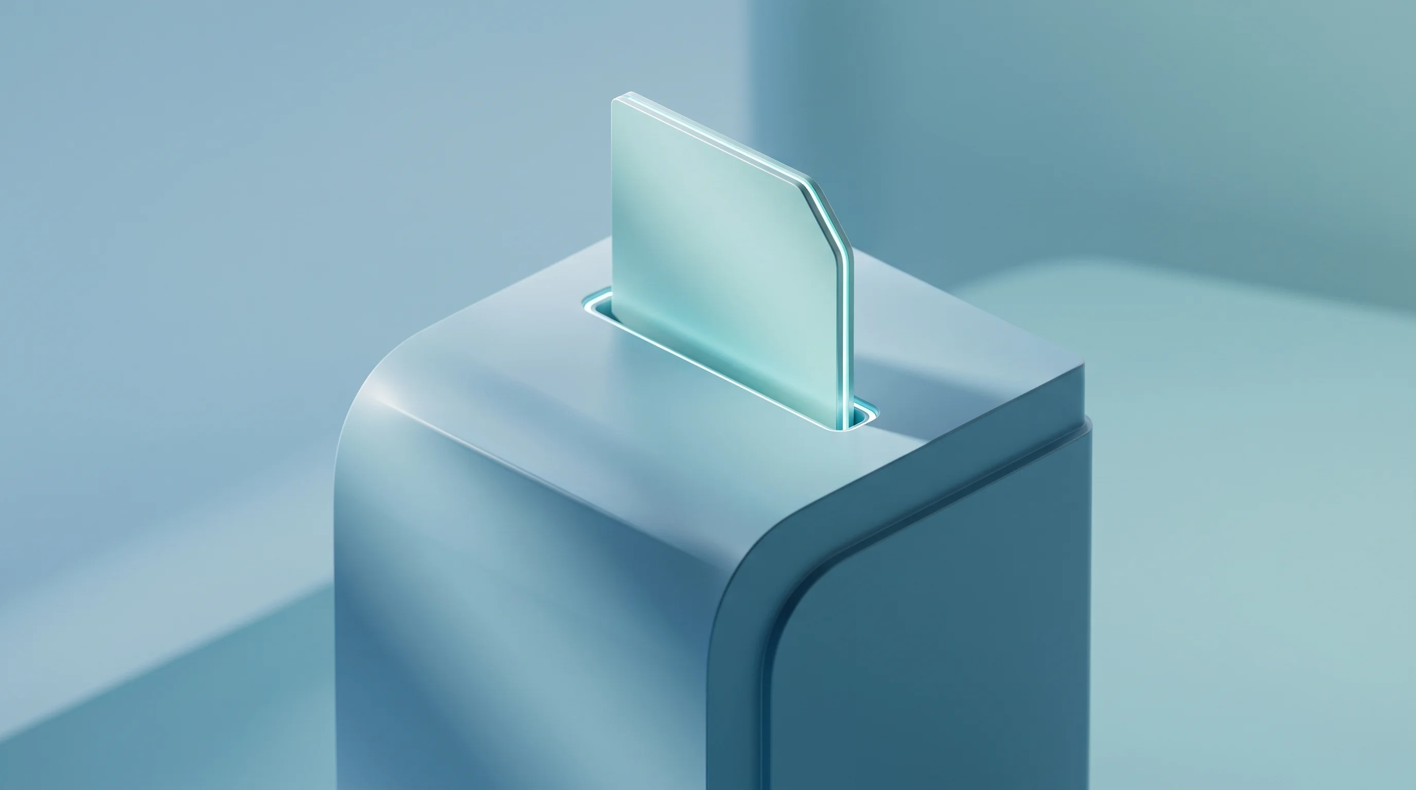 Digital illustration for article section "Content Section 3" in "Triver raises £8M to automate SME cashflow streaming" - A clean, minimalist 3D rendering of a sleek, stylized financial invoice smoothly slotting into a lar...