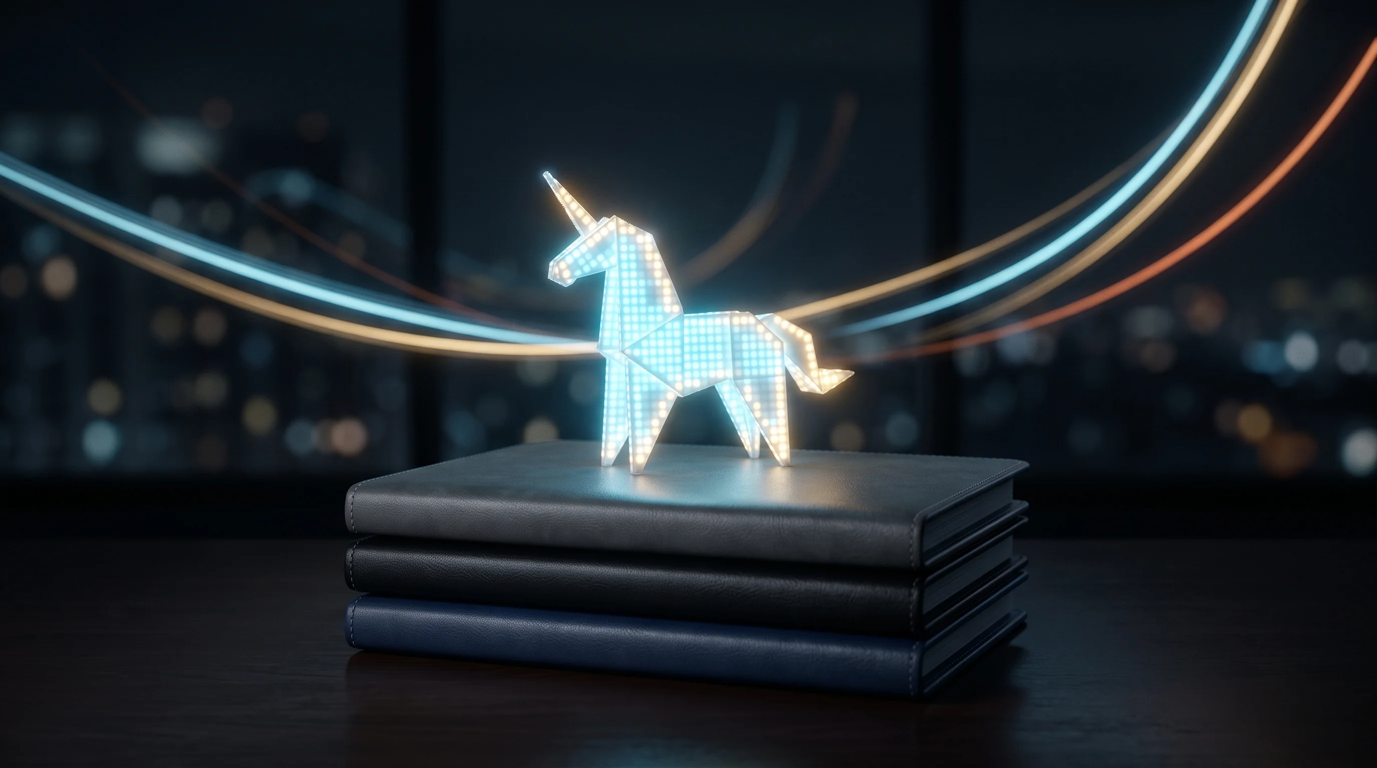 Digital illustration for article section "Content Section 2" in "Openlaw raises $3.3M to automate legal work for EU startups" - A conceptual, minimalist composition representing corporate mergers, acquisitions, and unicorn valua...