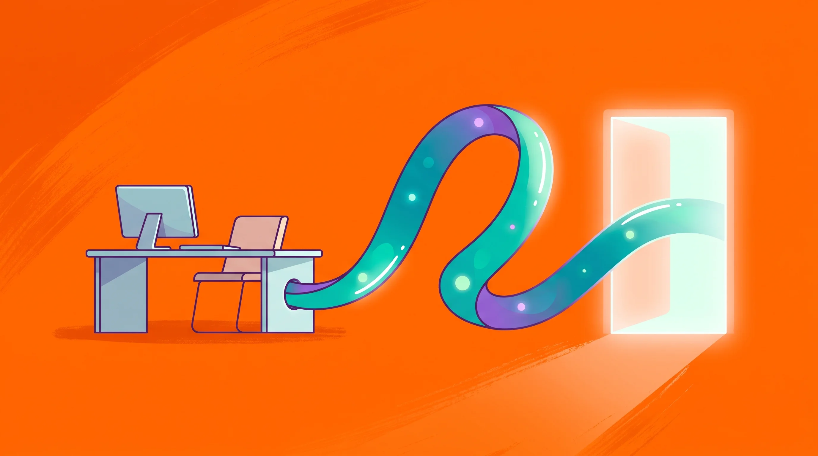 Digital illustration for article section "Content Section 4" in "BoomerangHR raises $12.7M to transform employee offboarding" - A conceptual and modern illustration representing an ongoing professional relationship after an empl...