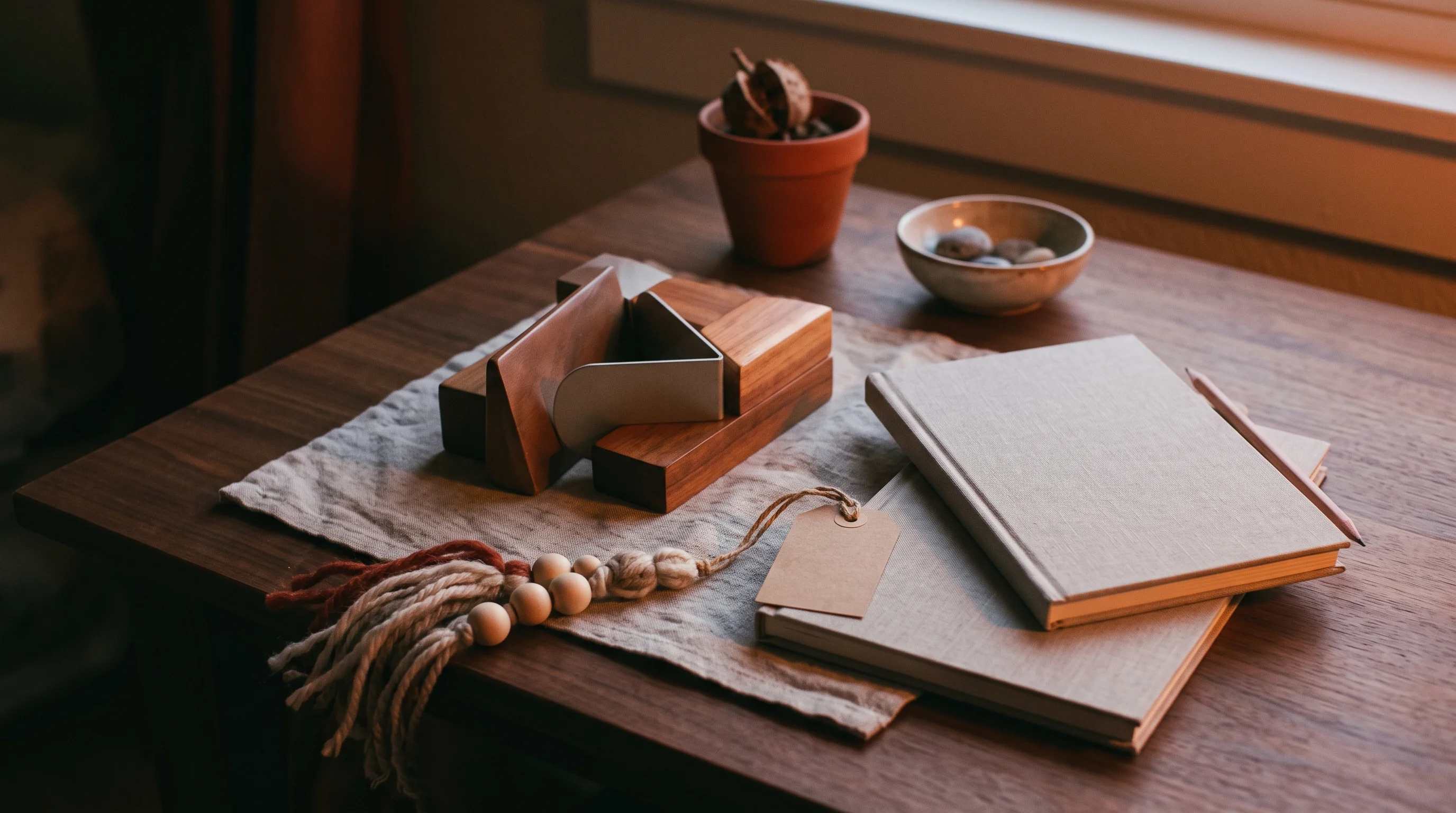 Digital illustration for article section "Content Section 4" in "Fugleramme launches E-Ink bird frame with 1800s-style art" - A clean, minimalist composition of a curated DIY maker kit resting on an uncluttered workspace, symb...