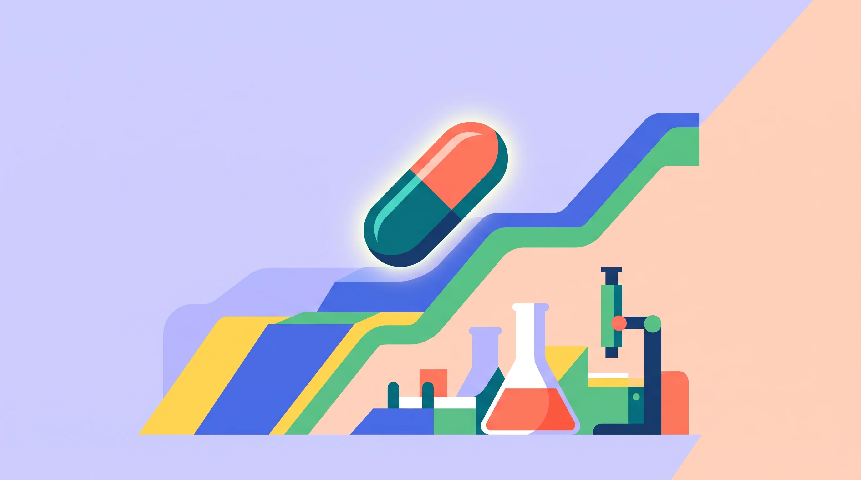 Digital illustration for article section "Content Section 3" in "Mithrl raises $20M to accelerate drug discovery with AI" - A modern, minimalist flat illustration representing the intersection of pharmaceutical drug discover...