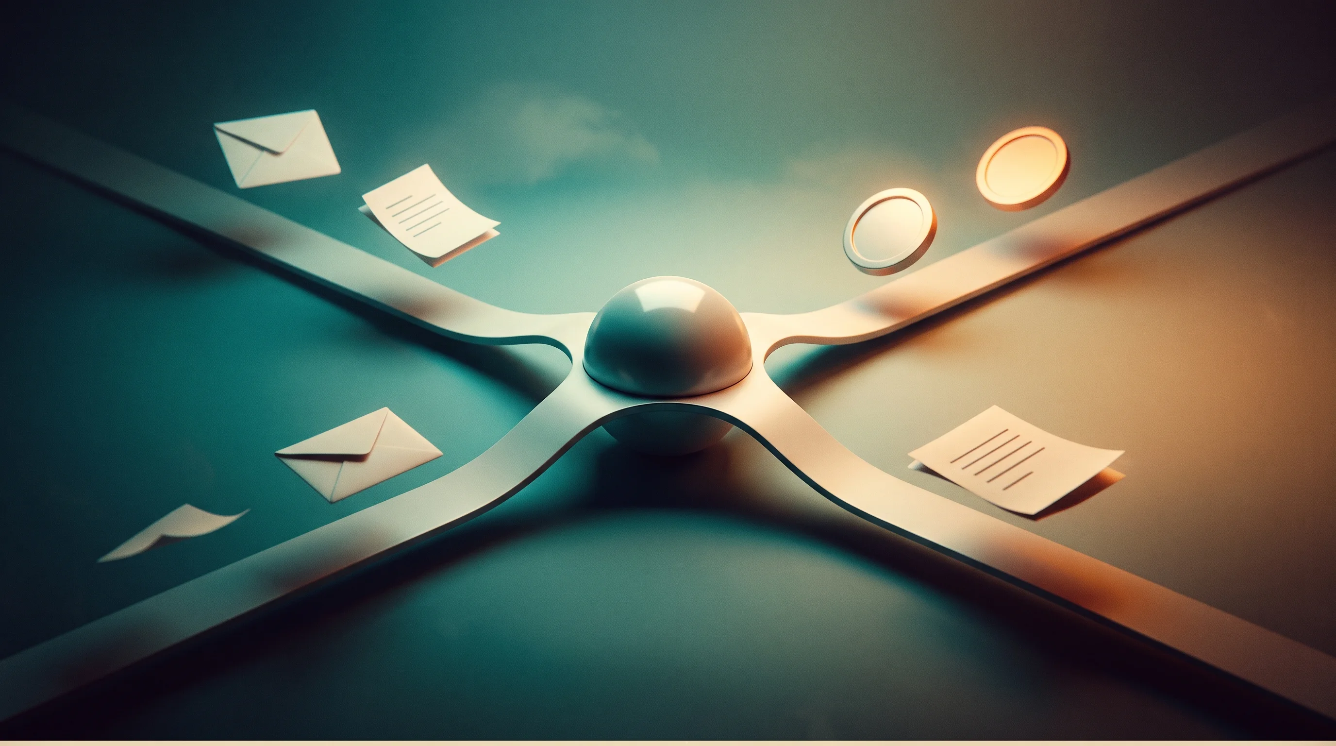 Digital illustration for article section "Content Section 2" in "Zero raises $10.3M to build AI-native CRM on unified data layer" - A minimalist and surreal conceptual image illustrating a unified customer data layer connecting pros...