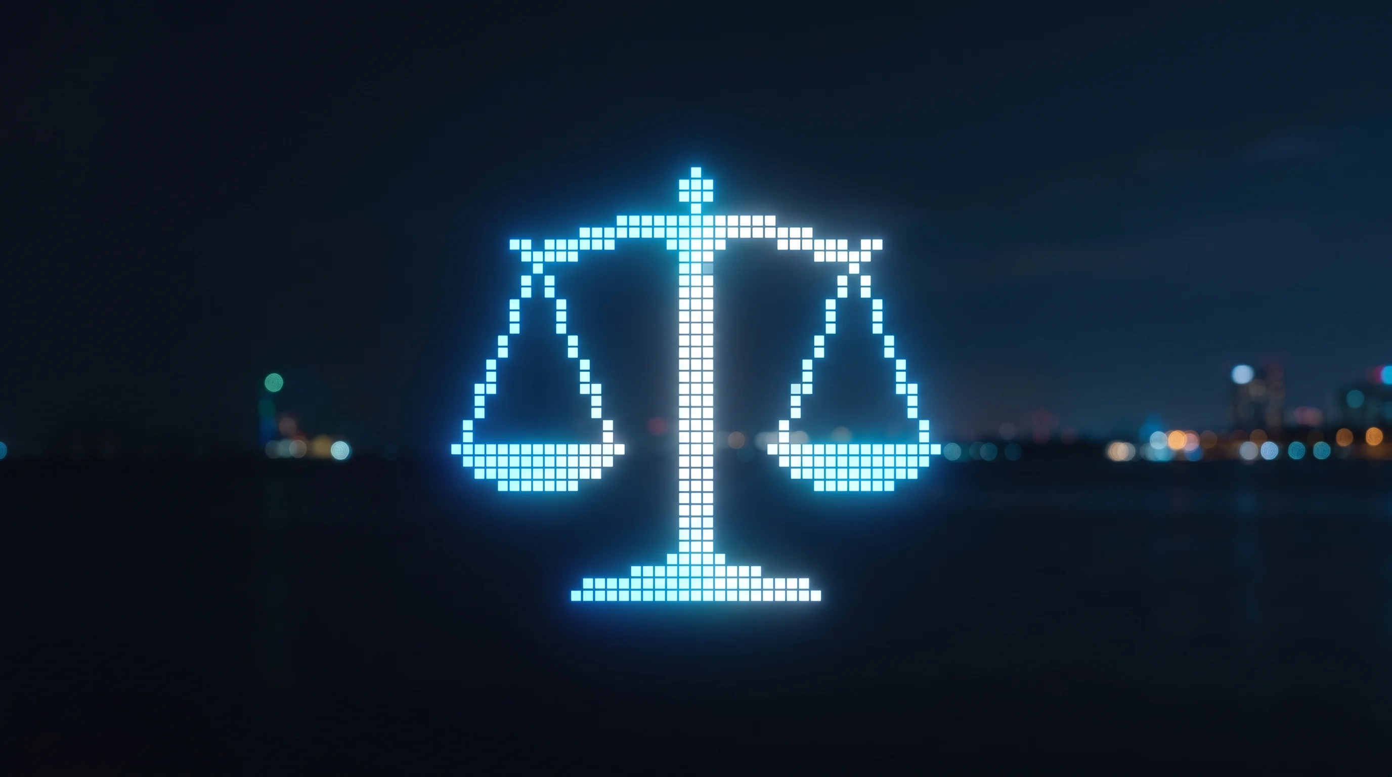 Digital illustration for article section "The Legal Landscape Is Shifting" in "Markov Studios sells 33k+ hours expert data to AI labs" - A minimalist, conceptual representation of shifting legal landscapes and AI regulation, featuring a ...