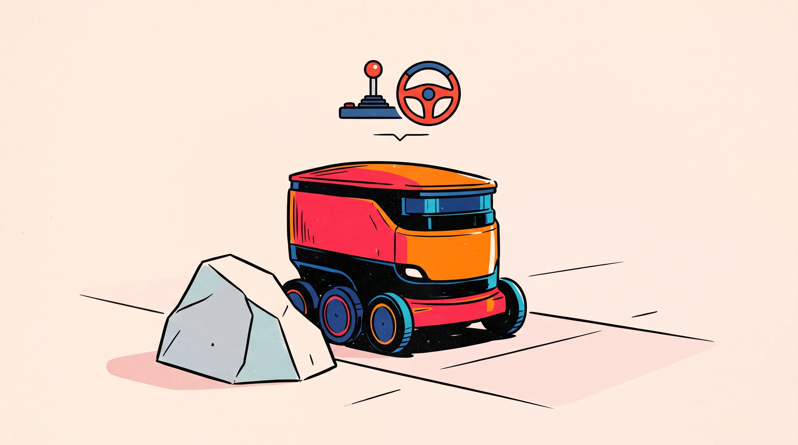 Digital illustration for article section "Content Section 2" in "Logibot raises €1.4M to build temp agency for warehouse robots" - A clean, minimalist conceptual illustration representing real-time robot monitoring and teleoperatio...