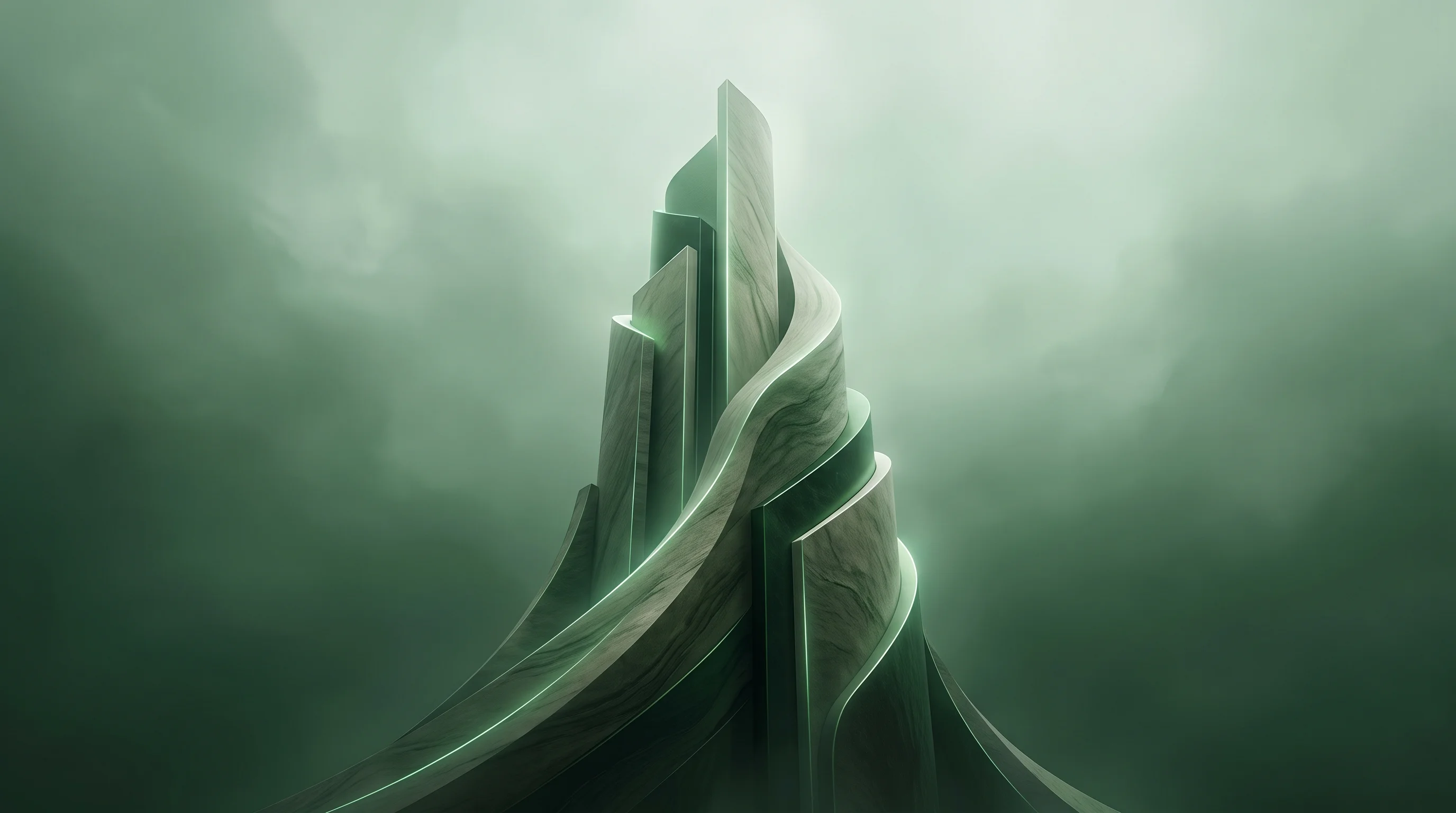 Digital illustration for article section "Content Section 3" in "Tare raises $13.25M for on-chain private credit exchange" - A monumental, abstract architectural foundation rising powerfully upward as a single strong focal po...