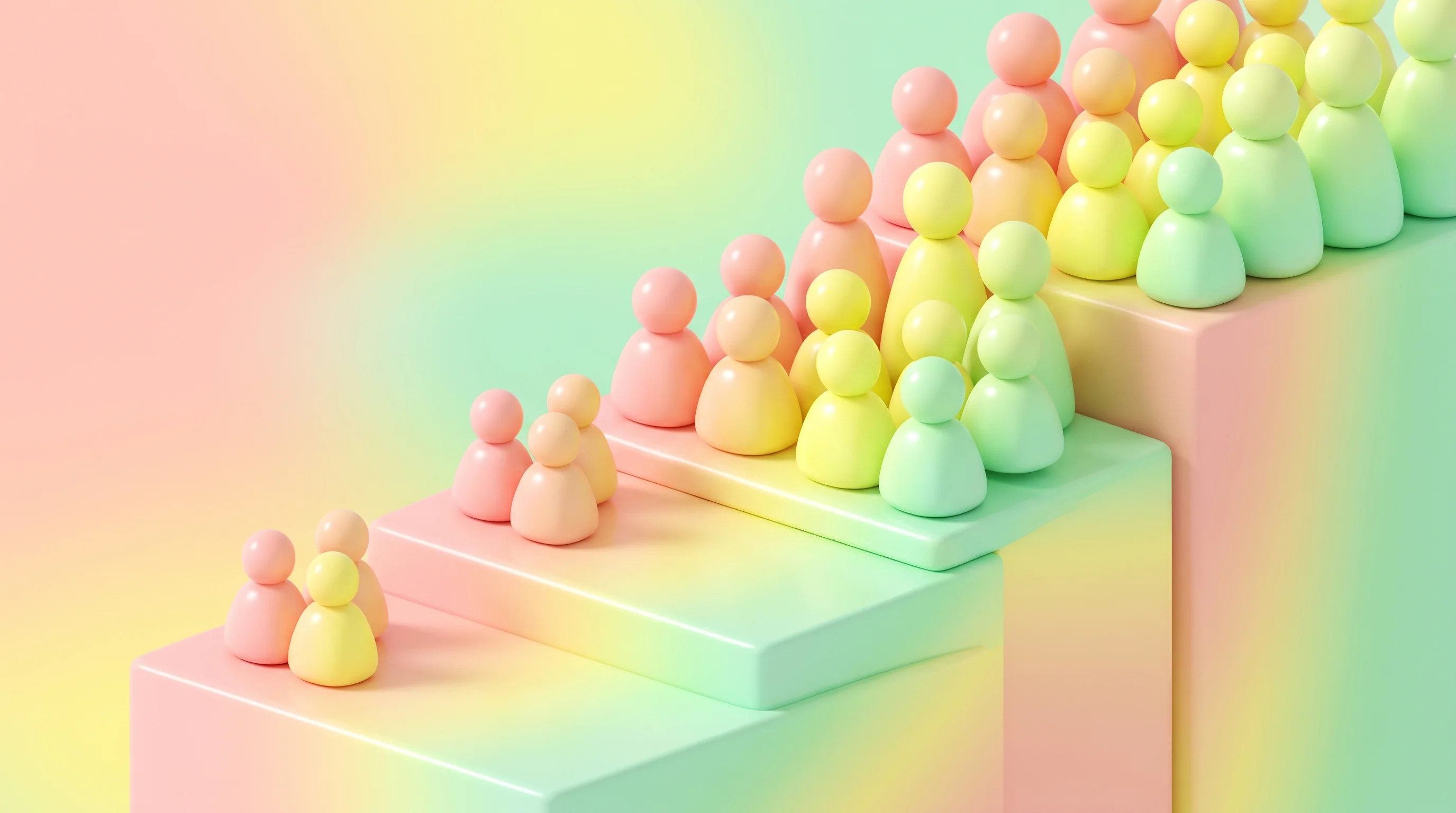 Digital illustration for article section "Content Section 4" in "AIUC raises $40M to audit and insure AI agents" - A conceptual, minimalist 3D illustration representing company headcount and scaling growth, featurin...