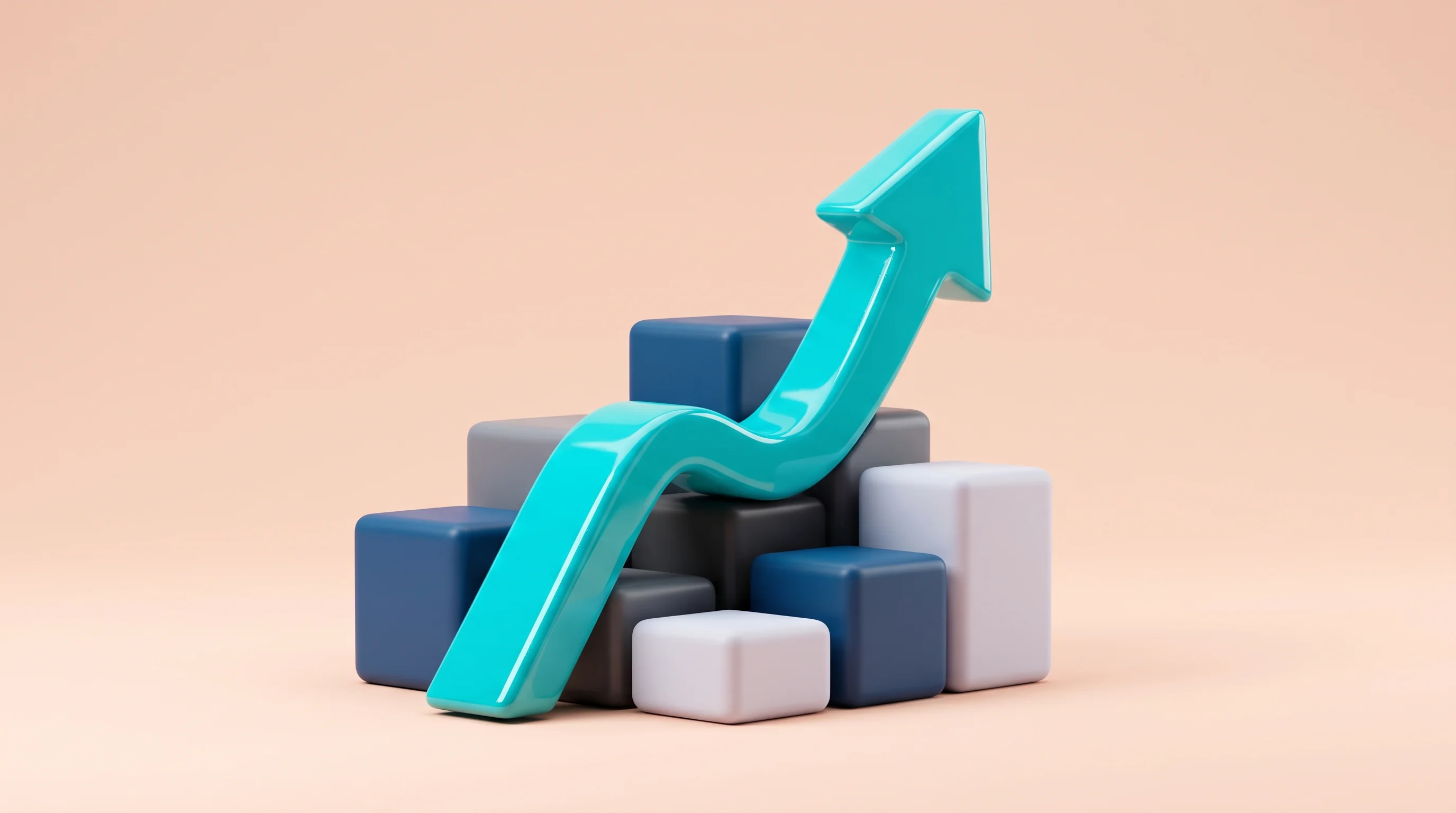 Digital illustration for article section "Content Section 3" in "Gaia Dynamics raises $7M to automate trade compliance with AI" - A minimalist and conceptual 3D pop art illustration representing unmatched market growth and tractio...