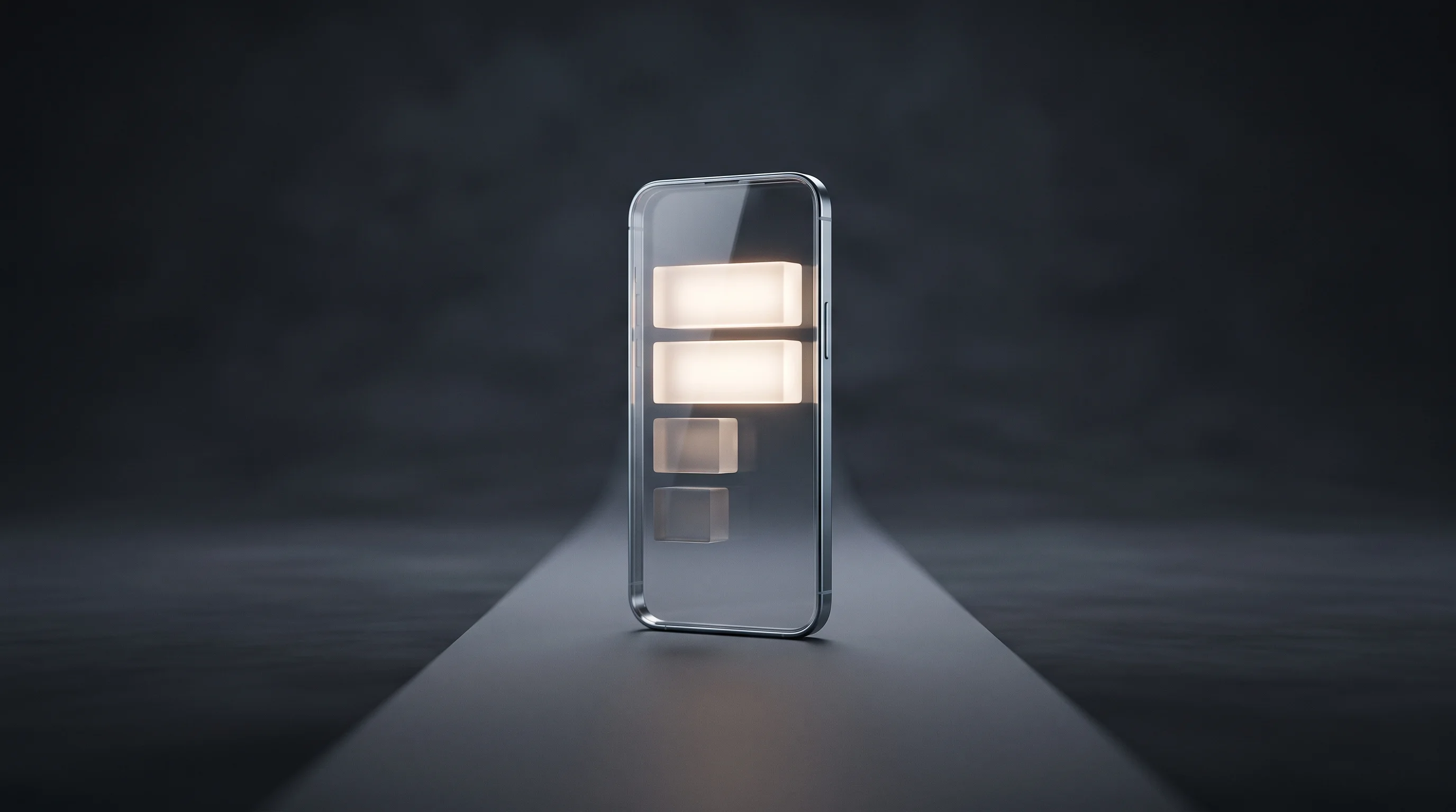 Digital illustration for article section "The Road Ahead" in "PrismML launches Bonsai 2 27B in 9x smaller AI footprint" - A minimalist, conceptual representation of the road ahead for mobile technology and AI, featuring a ...