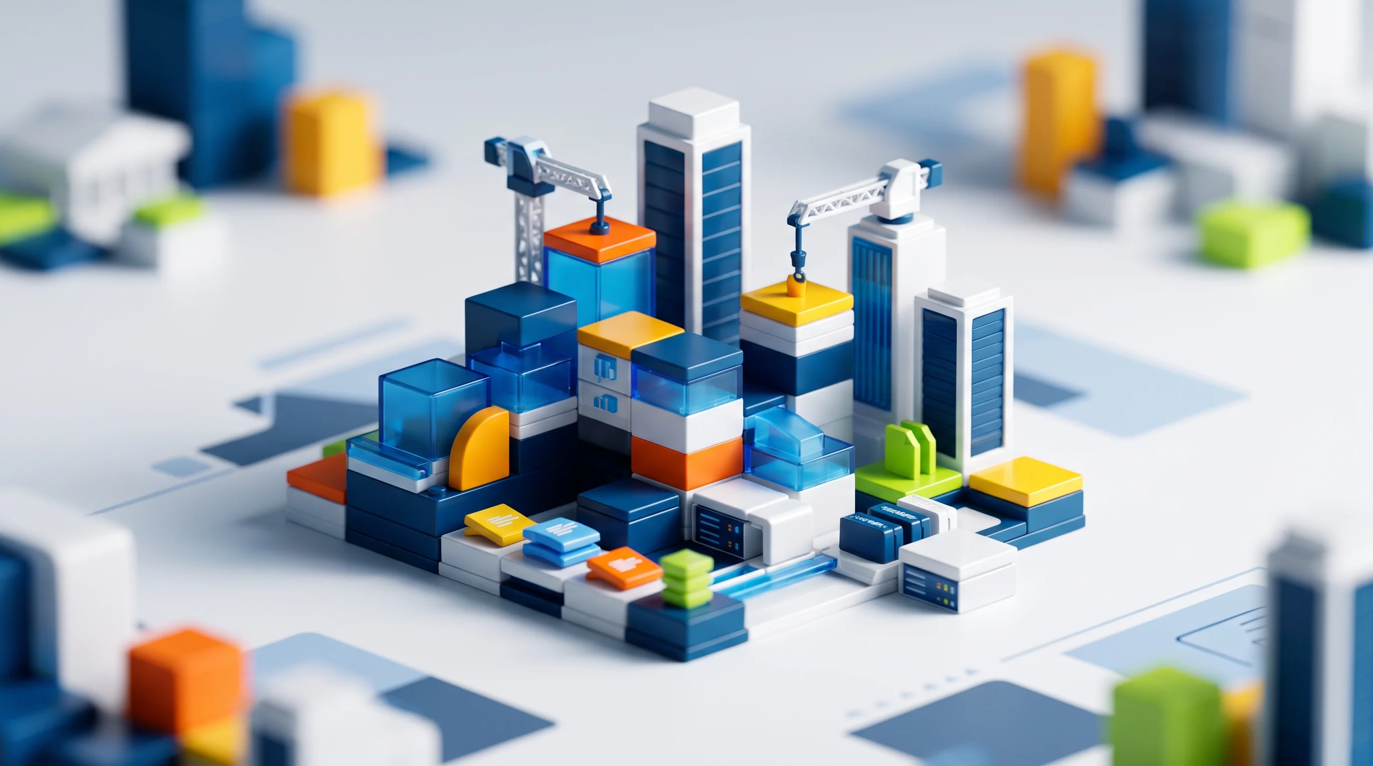 Digital illustration for article section "Content Section 3" in "Kastle raises $24M to automate lending with AI agents" - A macro photography shot of a miniature competitive landscape representing modern banking workflows ...