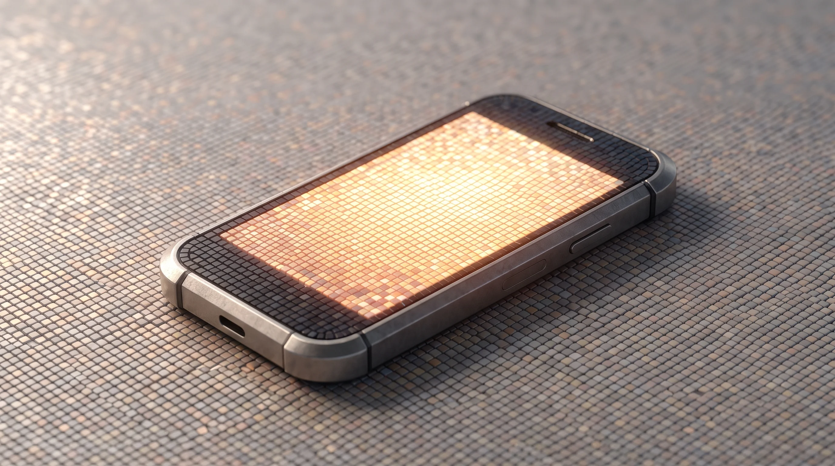 Digital illustration for article section "Content Section 2" in "Minimal Company launches Phone 2 to fight smartphone addiction" - A sleek, compact, and highly durable smartphone resting on a minimalist surface, visually representi...