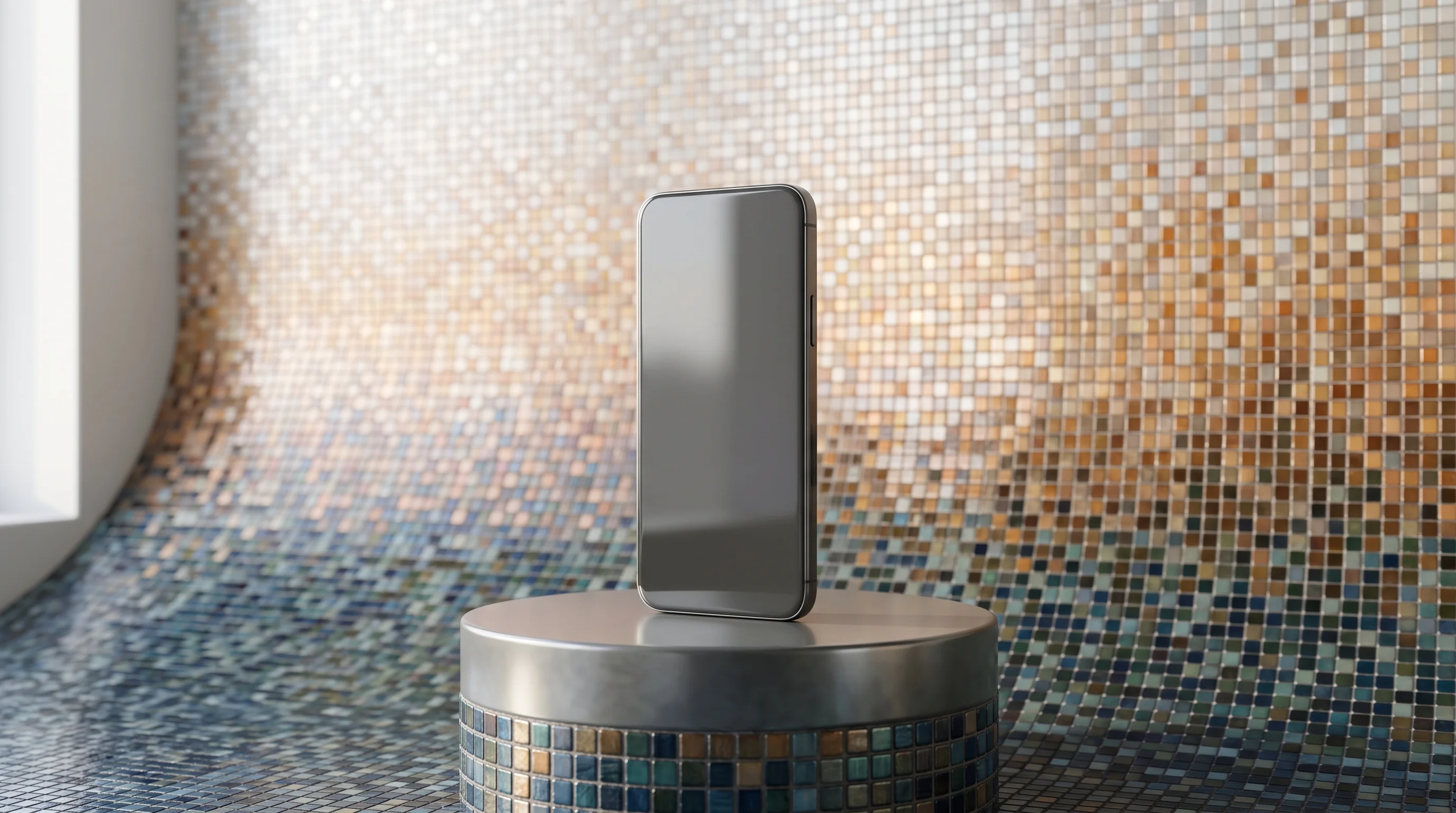 Digital illustration for article section "Content Section 3" in "Minimal Company launches Phone 2 to fight smartphone addiction" - A sleek, minimalist smartphone standing proudly on a clean, modern display pedestal, symbolizing the...