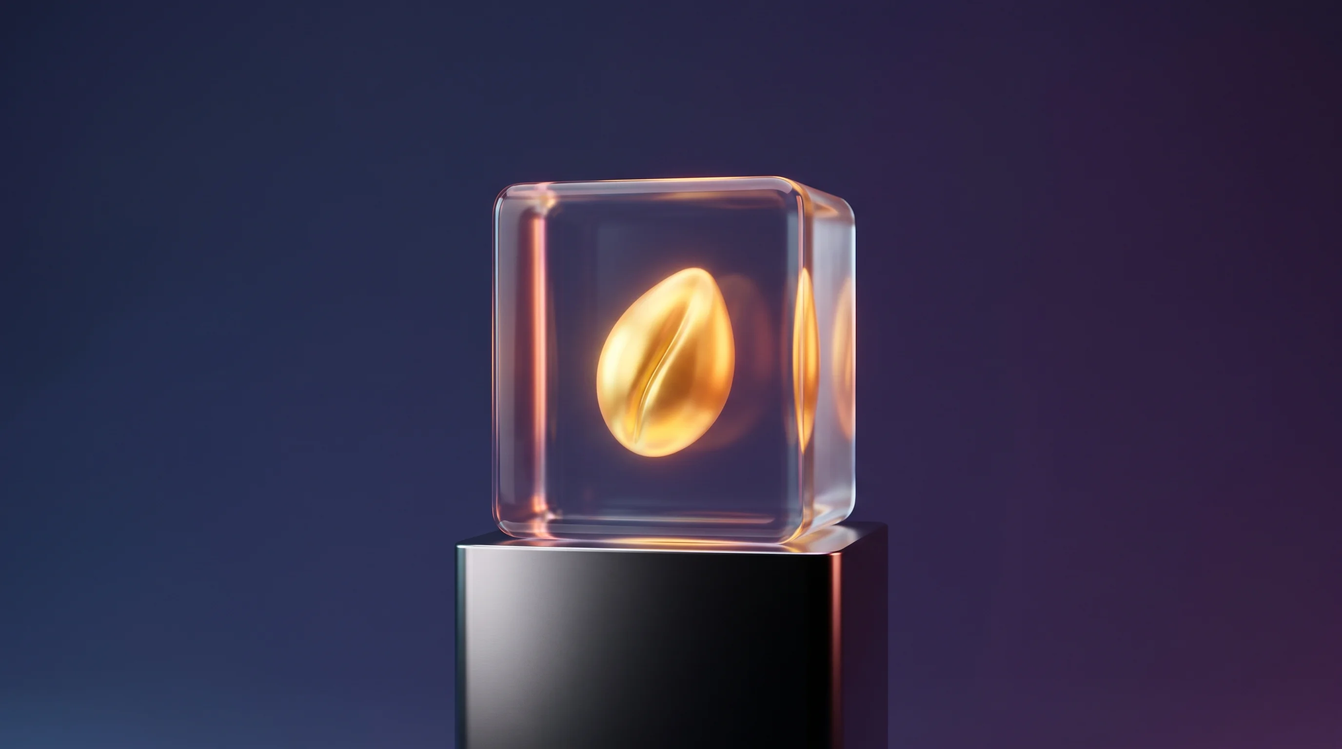 Digital illustration for article section "Content Section 3" in "Arculus Solutions raises $1.95M to retrofit pipelines for hydrogen" - A minimalist and conceptual 3D rendering of a stylized, glowing golden seed enclosed within a smooth...