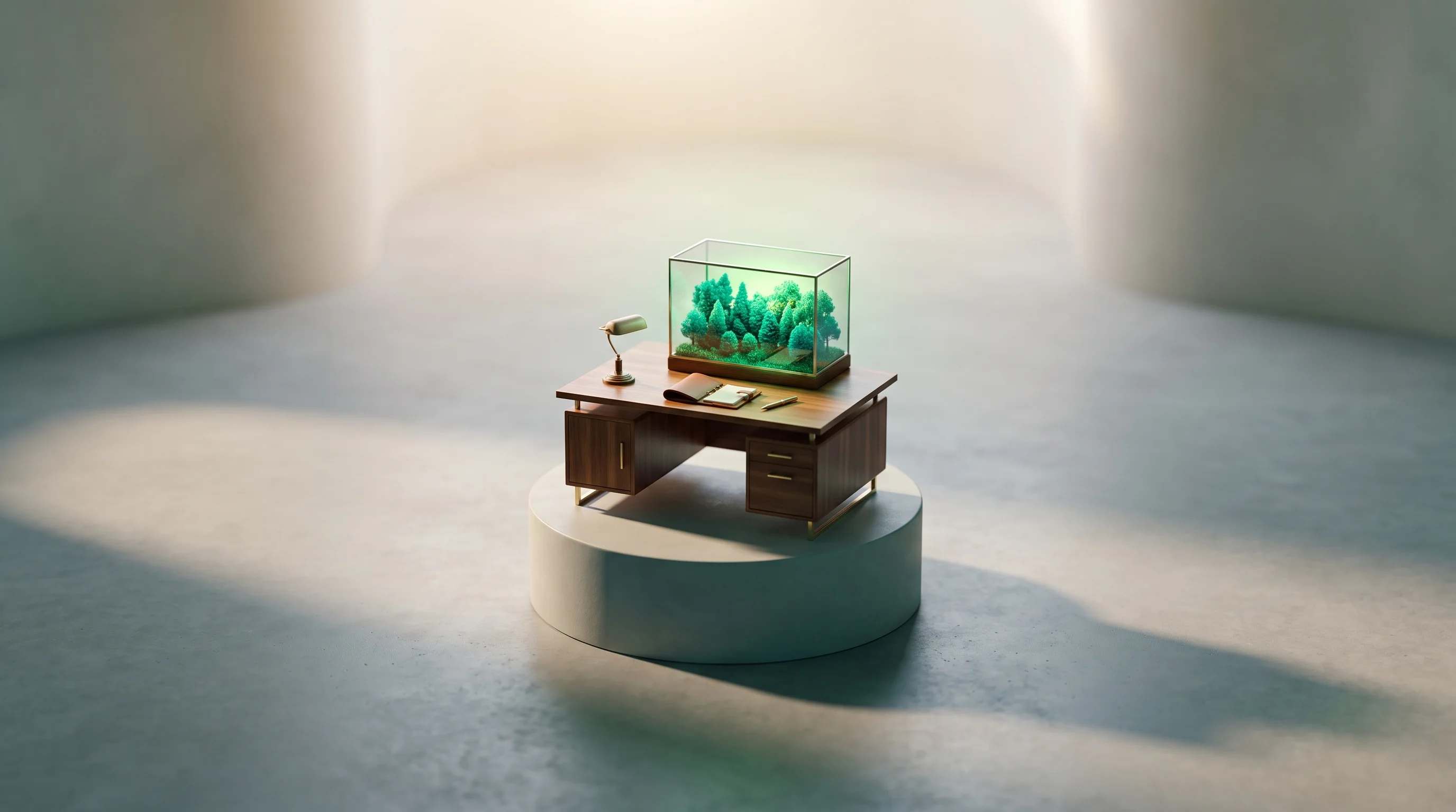 Digital illustration for article section "Content Section 3" in "Evergrove launches AI voice agents for 500K+ work comp calls" - A conceptual, surrealist photography composition representing a modest, small-scale startup, featuri...