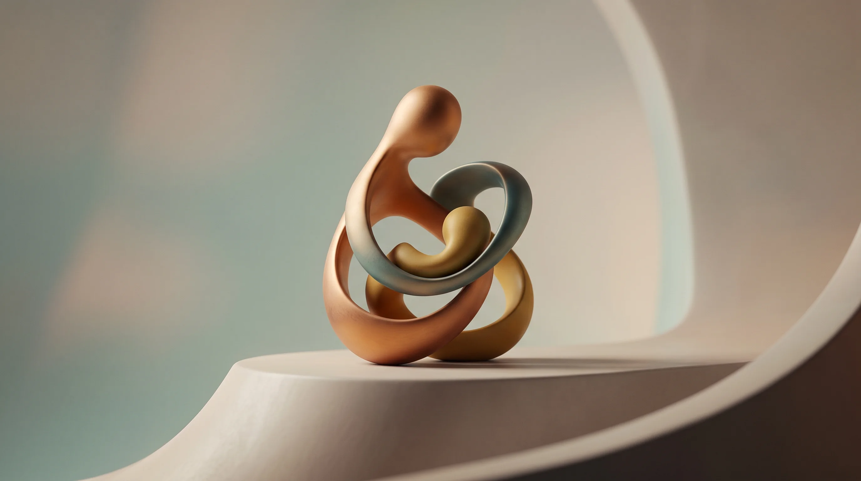 Digital illustration for article section "Content Section 4" in "Induvita raises $800K to modernize gynecological care tools" - A sleek, minimalist product display on a smooth, curved podium featuring an abstract, elegant sculpt...
