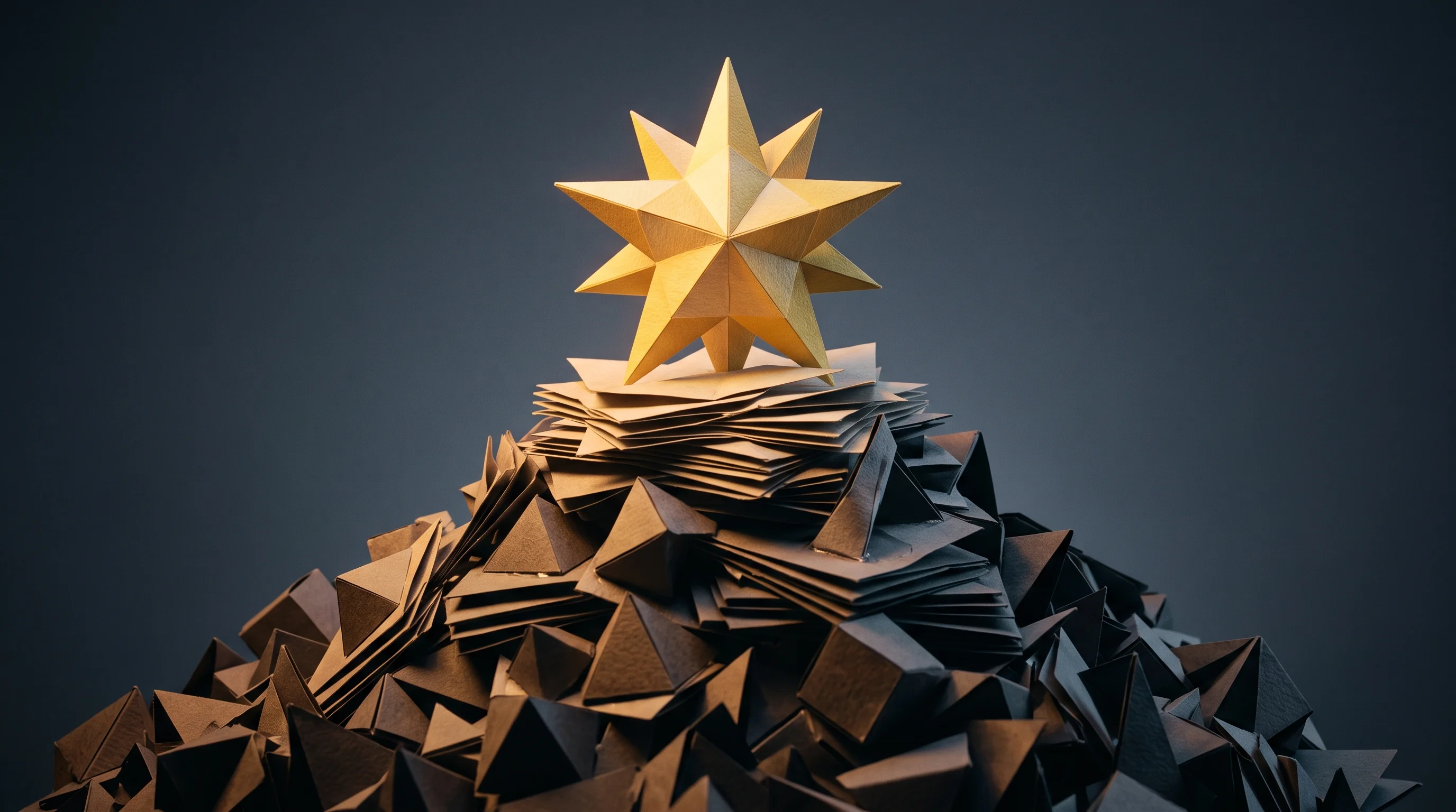 Digital illustration for article section "Crowded Territory, Enormous Valuations" in "Jcode coding agent hits 20k stars, $1M monthly spend" - A conceptual 3D papercraft diorama representing a rapidly expanding, frenzied market and enormous va...