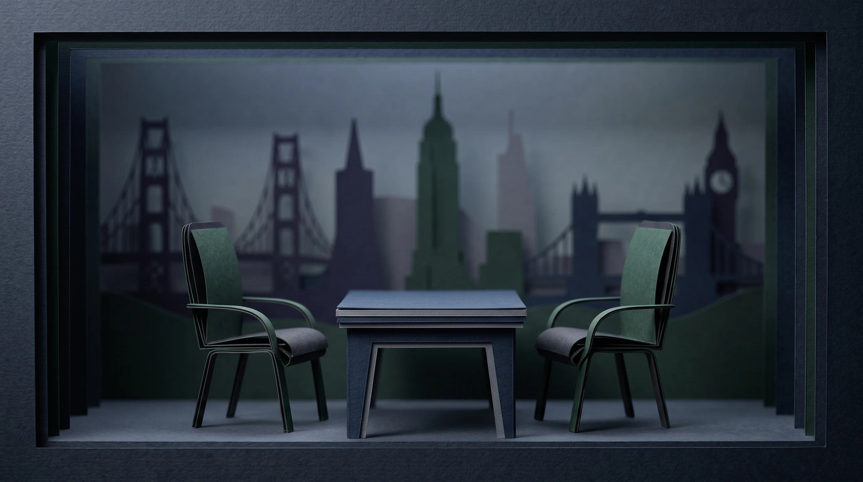 Digital illustration for article section "Content Section 2" in "Jack & Jill raises $40M for dual-sided AI job matching" - A conceptual miniature 3D papercraft diorama symbolizing the massive scale of professional job inter...