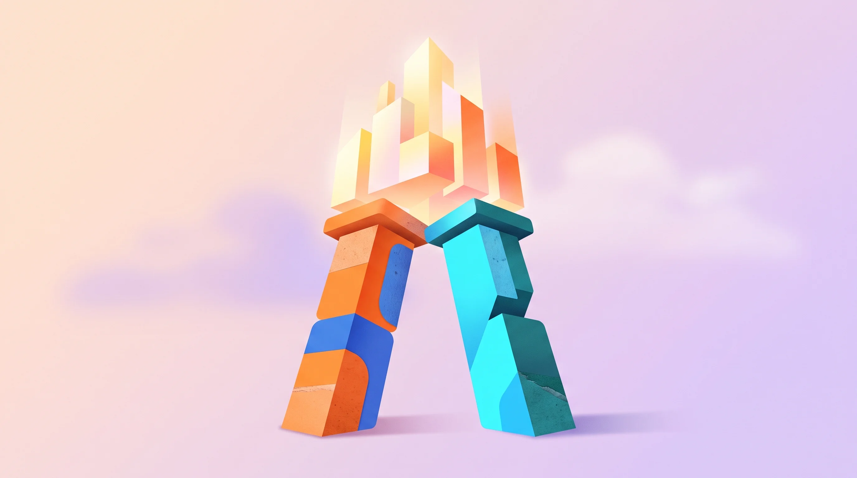 Digital illustration for article section "Who's Building It" in "GitCafe launches Git forge built for AI coding agents" - A clean, minimal conceptual artwork representing a small, two-person founding team building a new en...