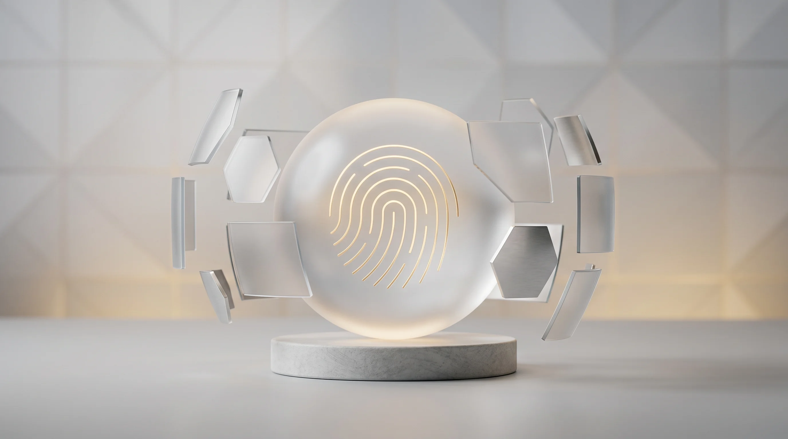 Digital illustration for article section "Content Section 2" in "Hubble launches AI retrieval engine for 70,000+ provider records" - A clean, minimalist conceptual image representing seamless identity verification and the assembly of...