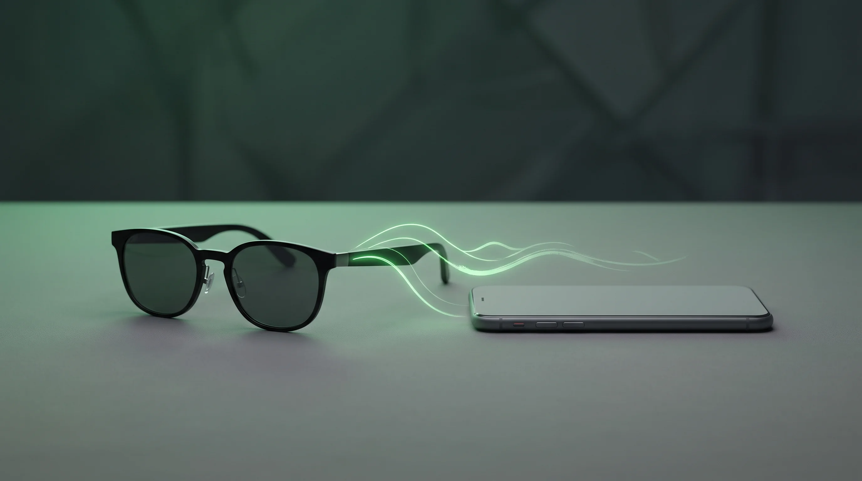 Digital illustration for article section "Content Section 2" in "ZuckOff launches app to detect Meta smart glasses nearby" - A minimalist, conceptual still life featuring a sleek pair of modern smart glasses resting next to a...