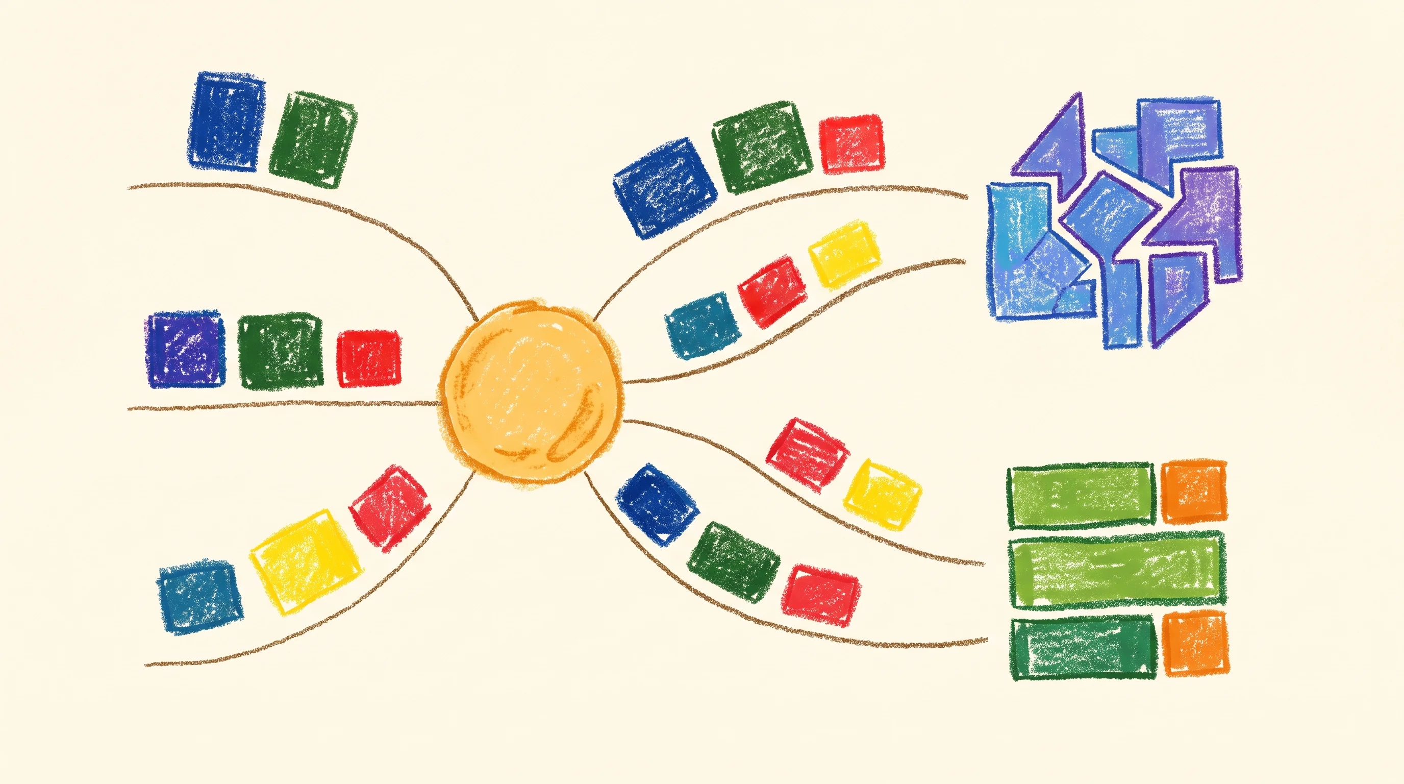 Digital illustration for article section "The Technology Bet" in "SoftQuantus raises $10M to build quantum infrastructure OS" - A conceptual, minimalist illustration representing a modern operating system acting as a routing lay...