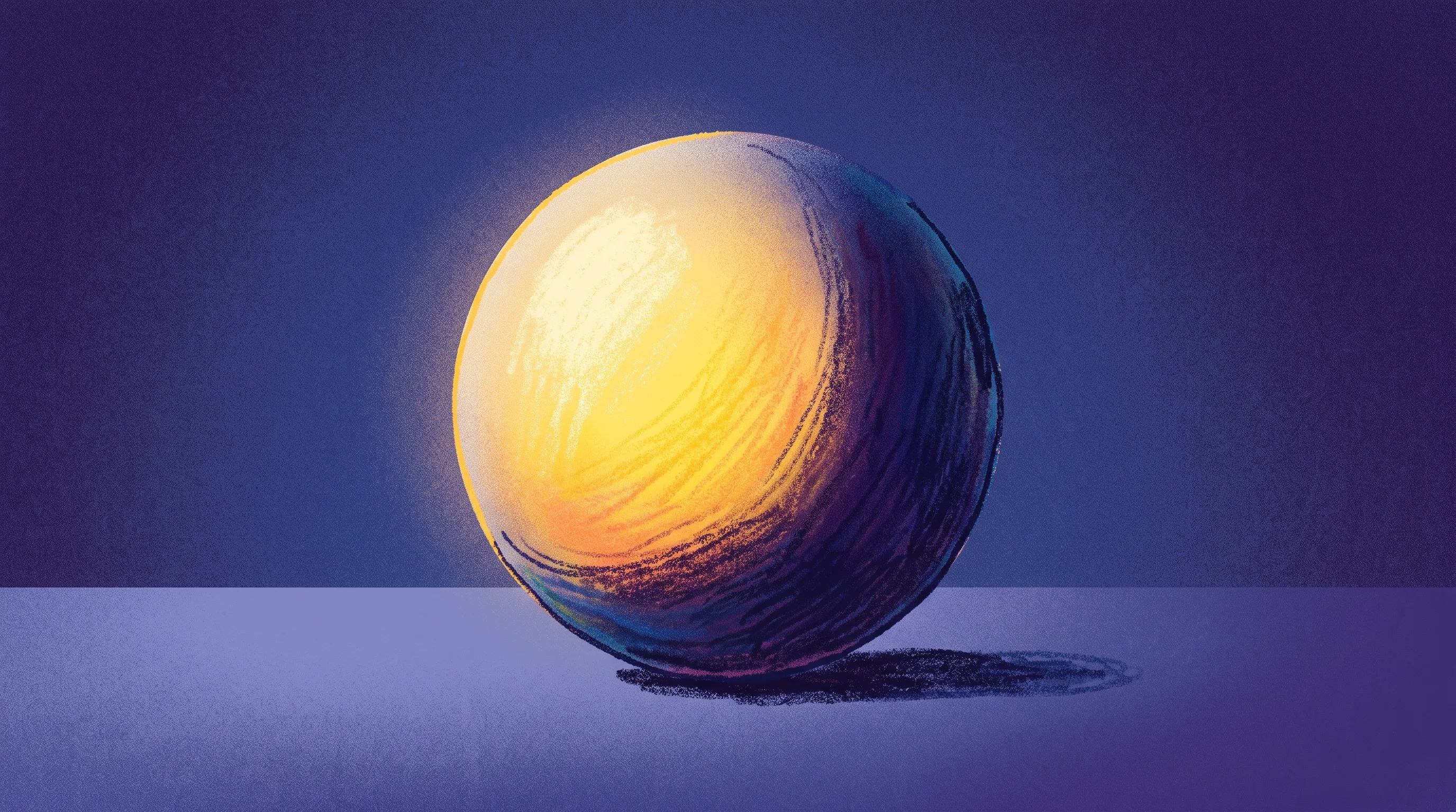 Digital illustration for article section "The Silence" in "SoftQuantus raises $10M to build quantum infrastructure OS" - A minimalist and conceptual editorial illustration of a large, opaque frosted sphere resting quietly...