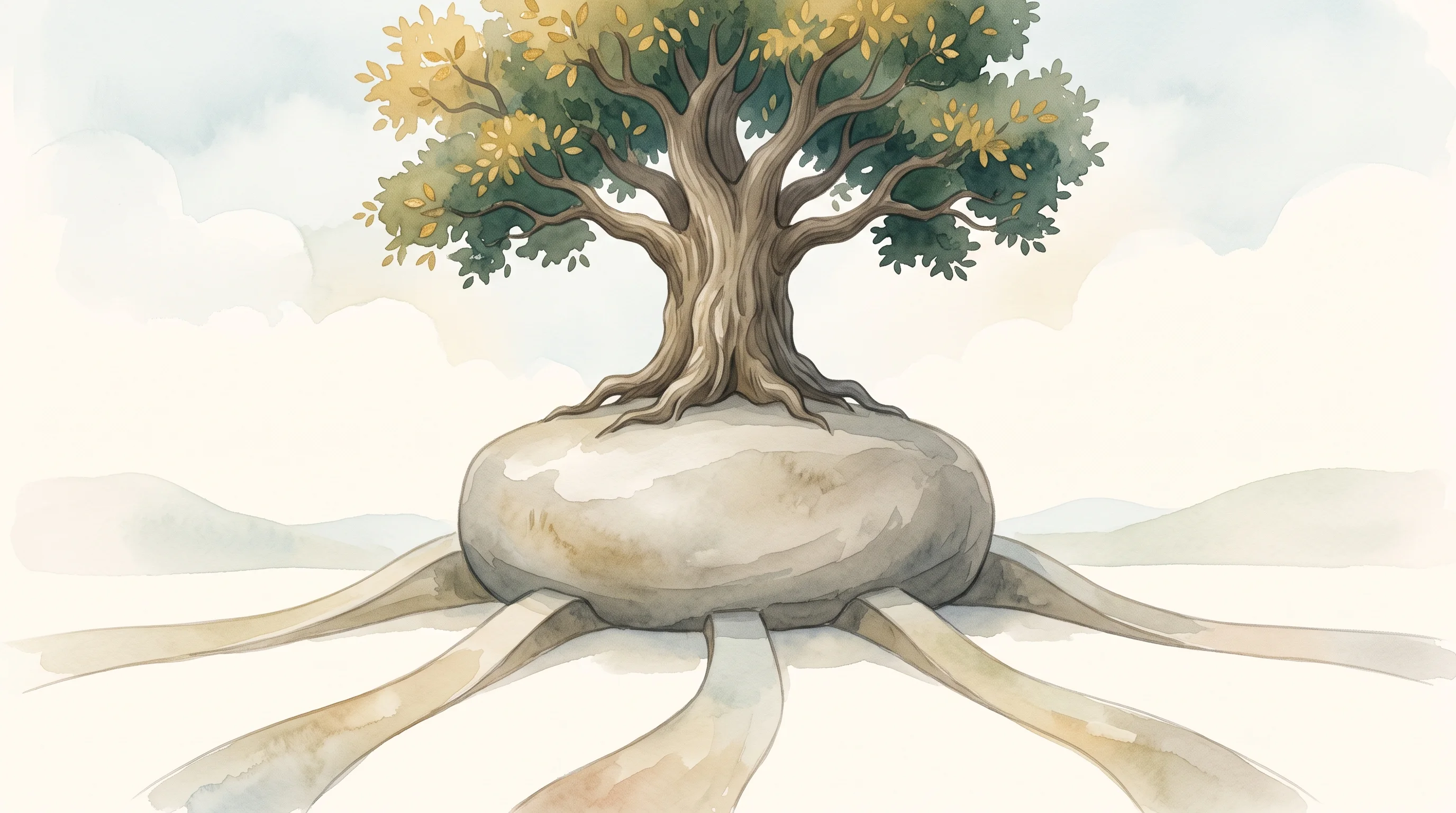 Digital illustration for article section "Content Section 3" in "Tumelo raises £9M as shareholder voting tech gains traction" - A conceptual and minimalist illustration of a majestic, stylized tree with subtle golden leaves stan...