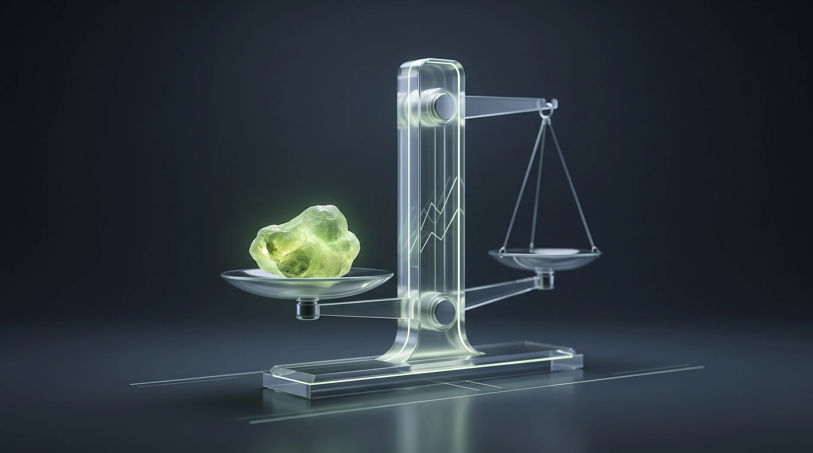 Digital illustration for article section "Content Section 3" in "Fluxnium raises $7M to extract uranium from seawater" - A conceptual, minimalist image representing the economic viability and commodity pricing of uranium,...