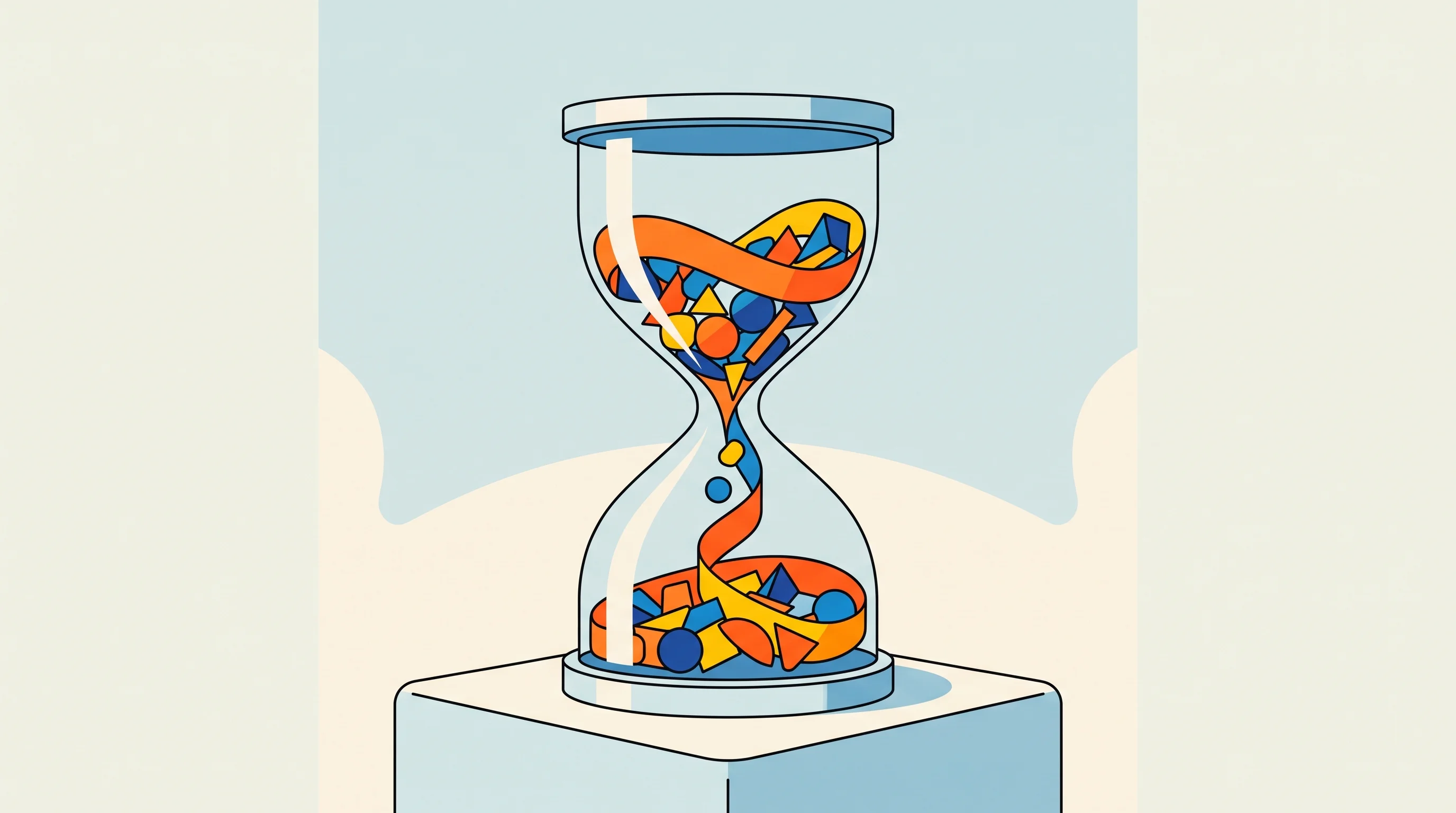 Digital illustration for article section "What Comes Next" in "Mini-AGI enables AI training on 8GB consumer hardware" - A minimalist, retro-futuristic conceptual illustration representing the anticipation of a major AI m...