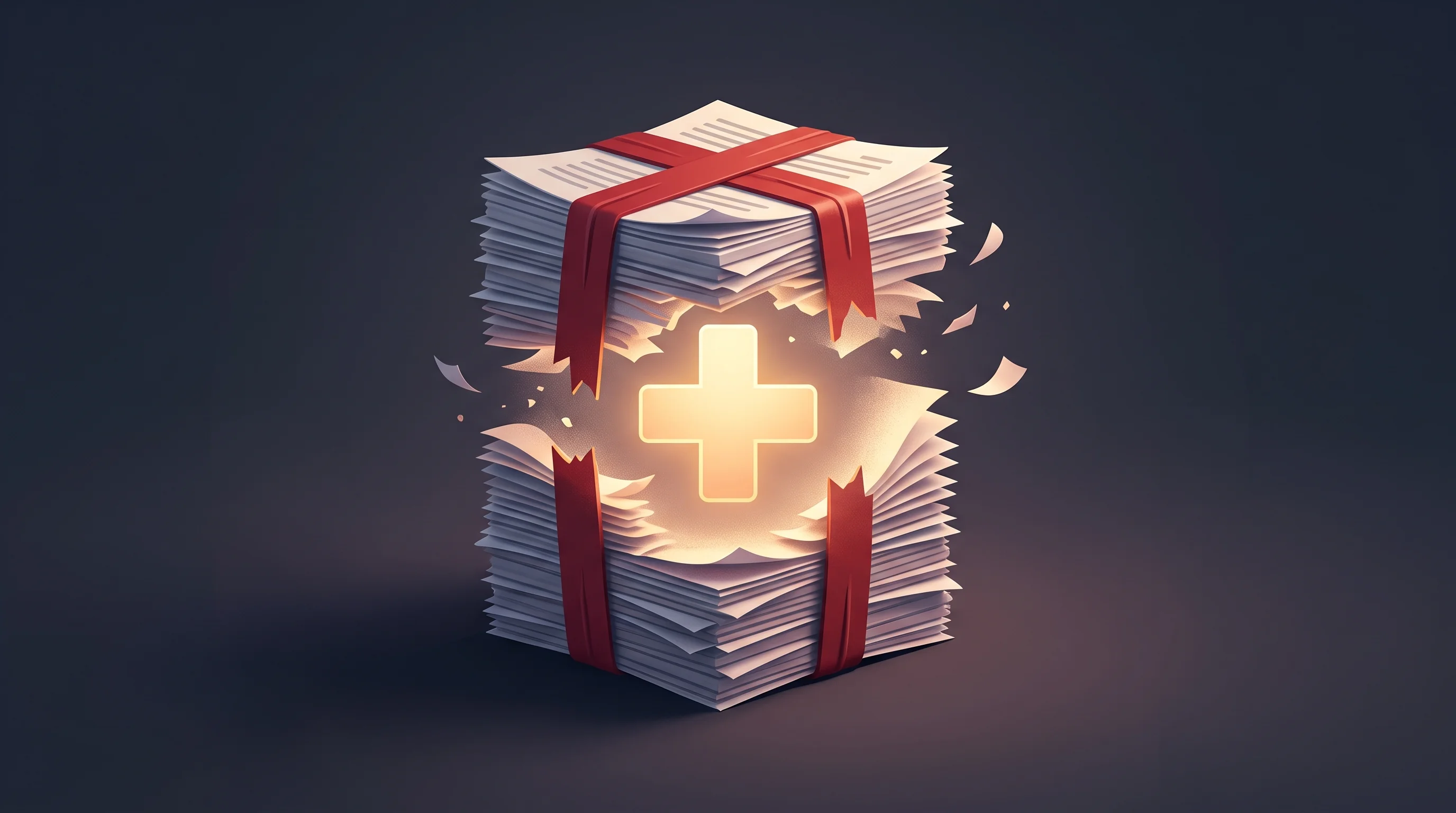 Digital illustration for article section "Content Section 3" in "Corridor raises $25M to democratize small business health insurance" - A clean, minimal, and conceptual digital illustration representing the elimination of healthcare adm...